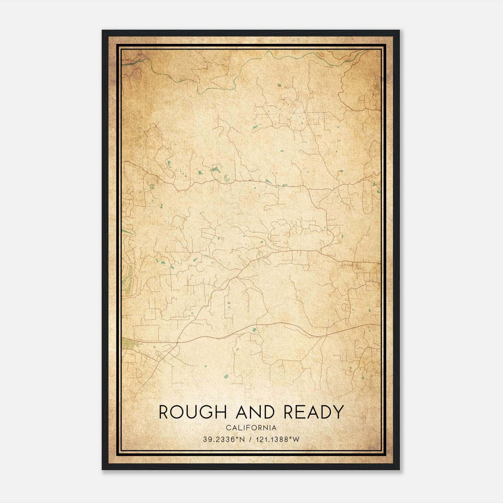 Vintage Rough And Ready California Map Poster, Rough And Ready CA City Road Wall Art Print Vintage Rough And Ready California Map Poster, Rough And Ready CA City Road Wall Art Print