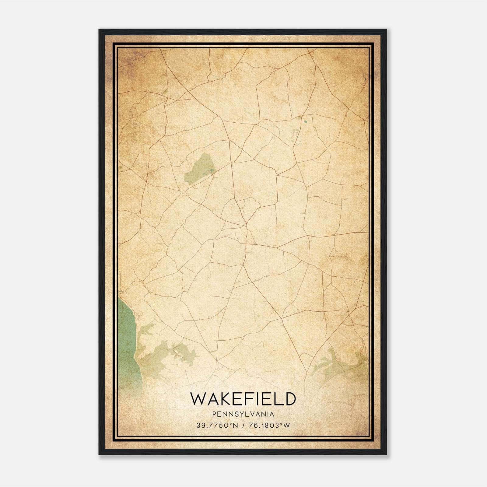 Vintage Wakefield Pennsylvania Map Poster, Wakefield PA City Road Wall Art Print Vintage Wakefield Pennsylvania Map Poster, Wakefield PA City Road Wall Art Print