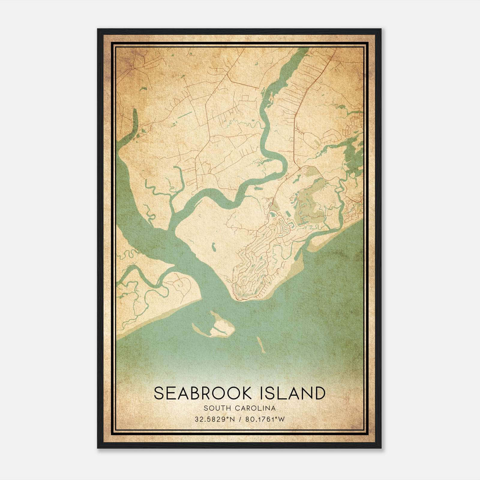 Vintage Seabrook Island South Carolina Map Poster, Seabrook Island SC City Road Wall Art Print Vintage Seabrook Island South Carolina Map Poster, Seabrook Island SC City Road Wall Art Print