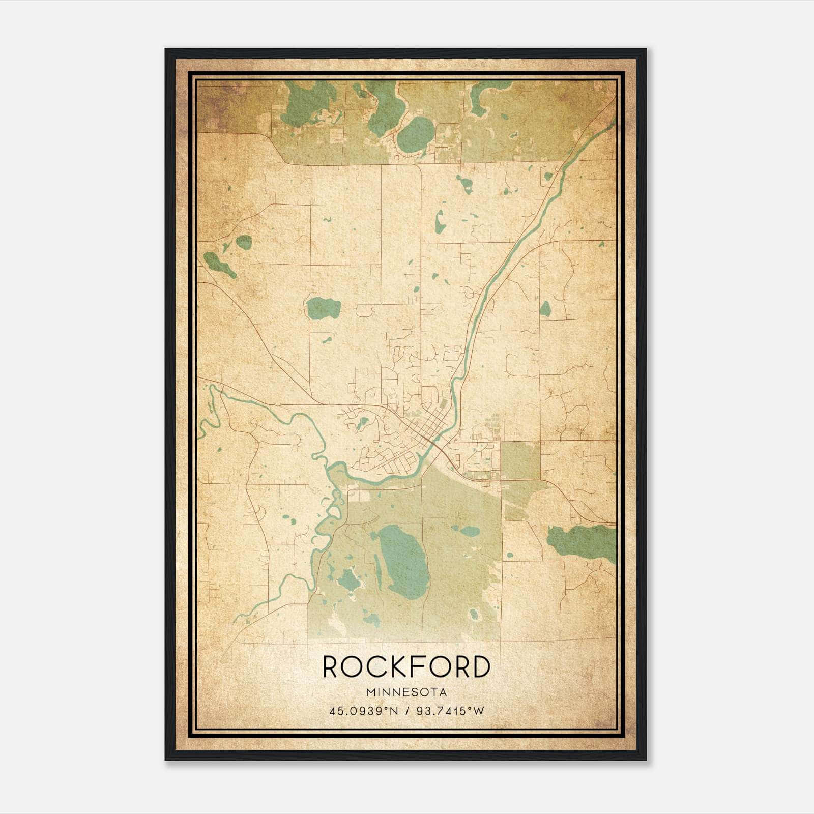 Vintage Rockford Minnesota Map Poster, Rockford MN City Road Wall Art Print Vintage Rockford Minnesota Map Poster, Rockford MN City Road Wall Art Print