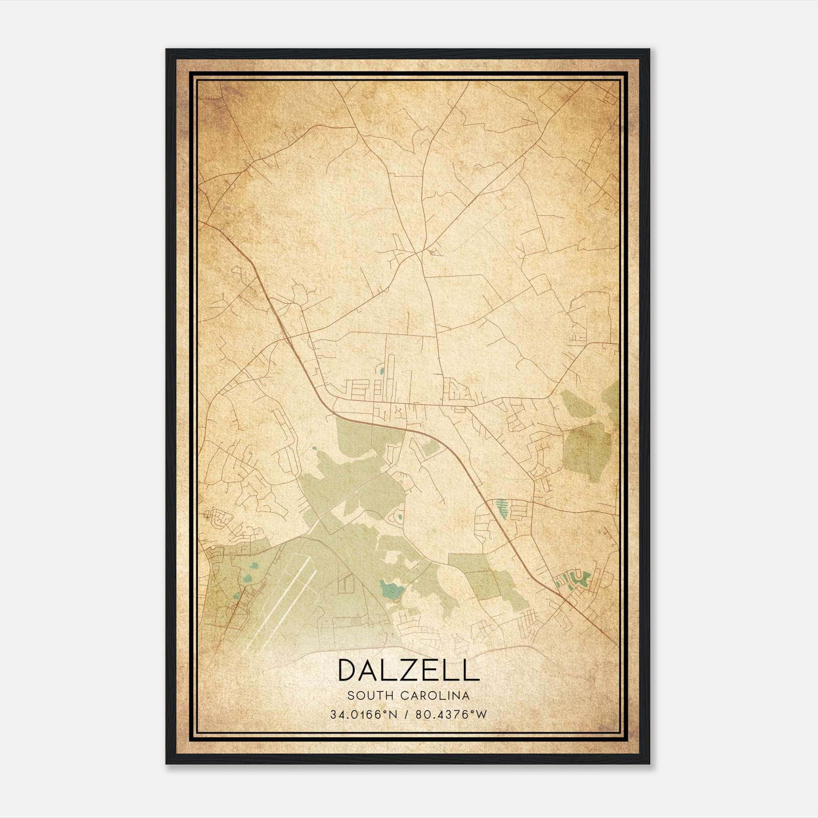Vintage Dalzell South Carolina Map Poster, Dalzell SC City Road Wall Art Print Vintage Dalzell South Carolina Map Poster, Dalzell SC City Road Wall Art Print