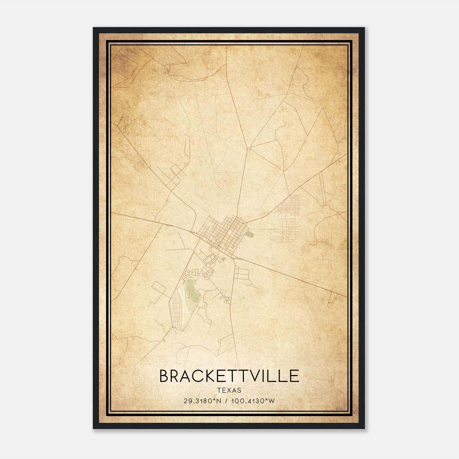 Vintage Brackettville Texas Map Poster, Brackettville TX City Road Wall Art Print Vintage Brackettville Texas Map Poster, Brackettville TX City Road Wall Art Print