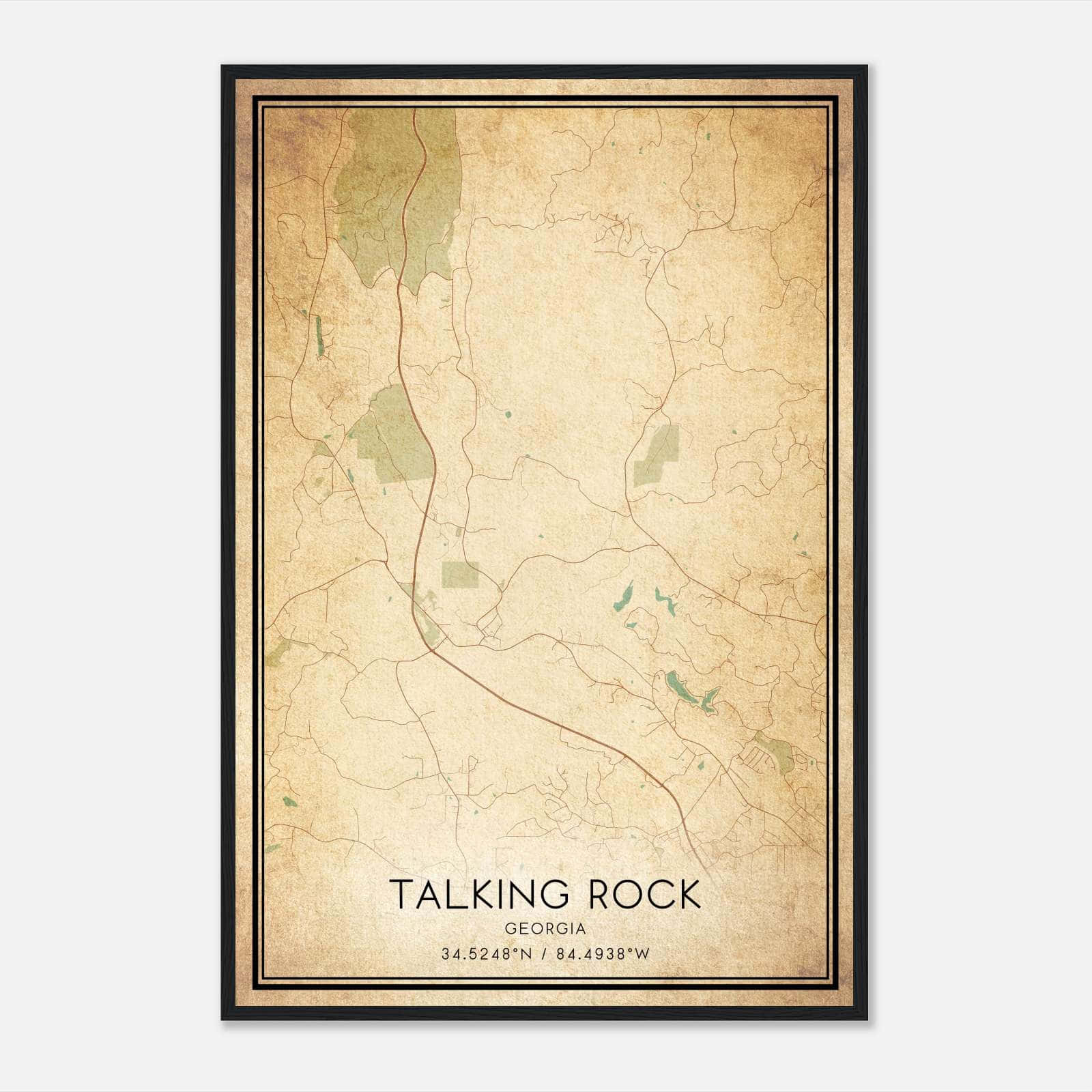 Vintage Talking Rock Georgia Map Poster, Talking Rock GA City Road Wall Art Print Vintage Talking Rock Georgia Map Poster, Talking Rock GA City Road Wall Art Print