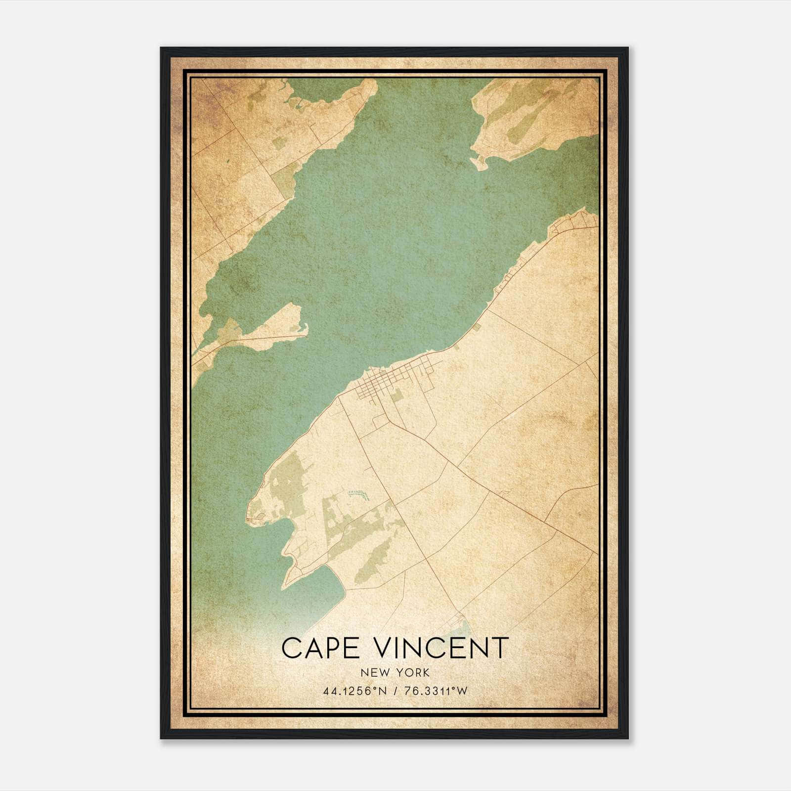 Vintage Cape Vincent New York Map Poster, Cape Vincent NY City Road Wall Art Print Vintage Cape Vincent New York Map Poster, Cape Vincent NY City Road Wall Art Print