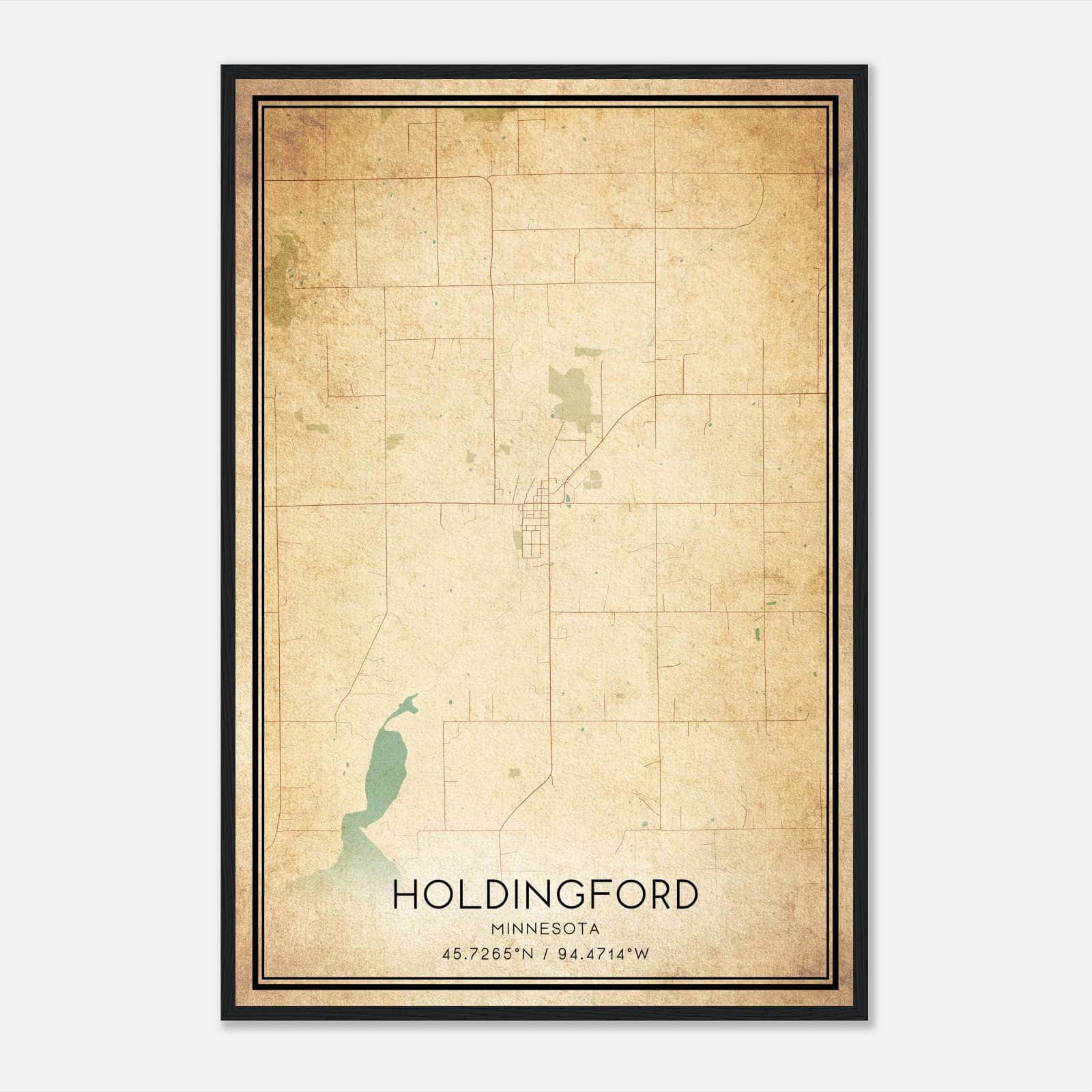 Vintage Holdingford Minnesota Map Poster, Holdingford MN City Road Wall Art Print Vintage Holdingford Minnesota Map Poster, Holdingford MN City Road Wall Art Print