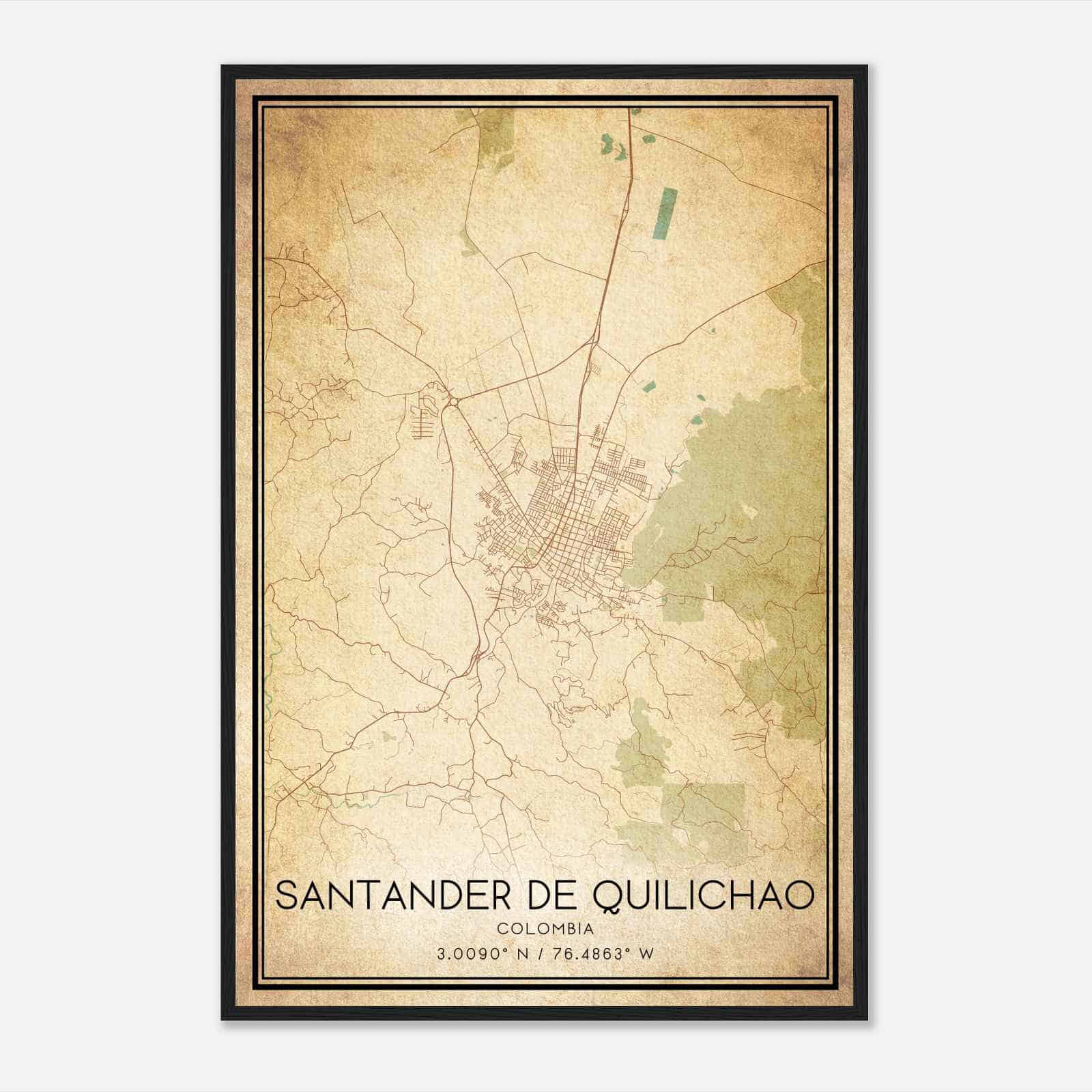 Vintage Santander de Quilichao Colombia Map Poster, Santander de Quilichao City Road Wall Art Print Vintage Santander de Quilichao Colombia Map Poster, Santander de Quilichao City Road Wall Art Print