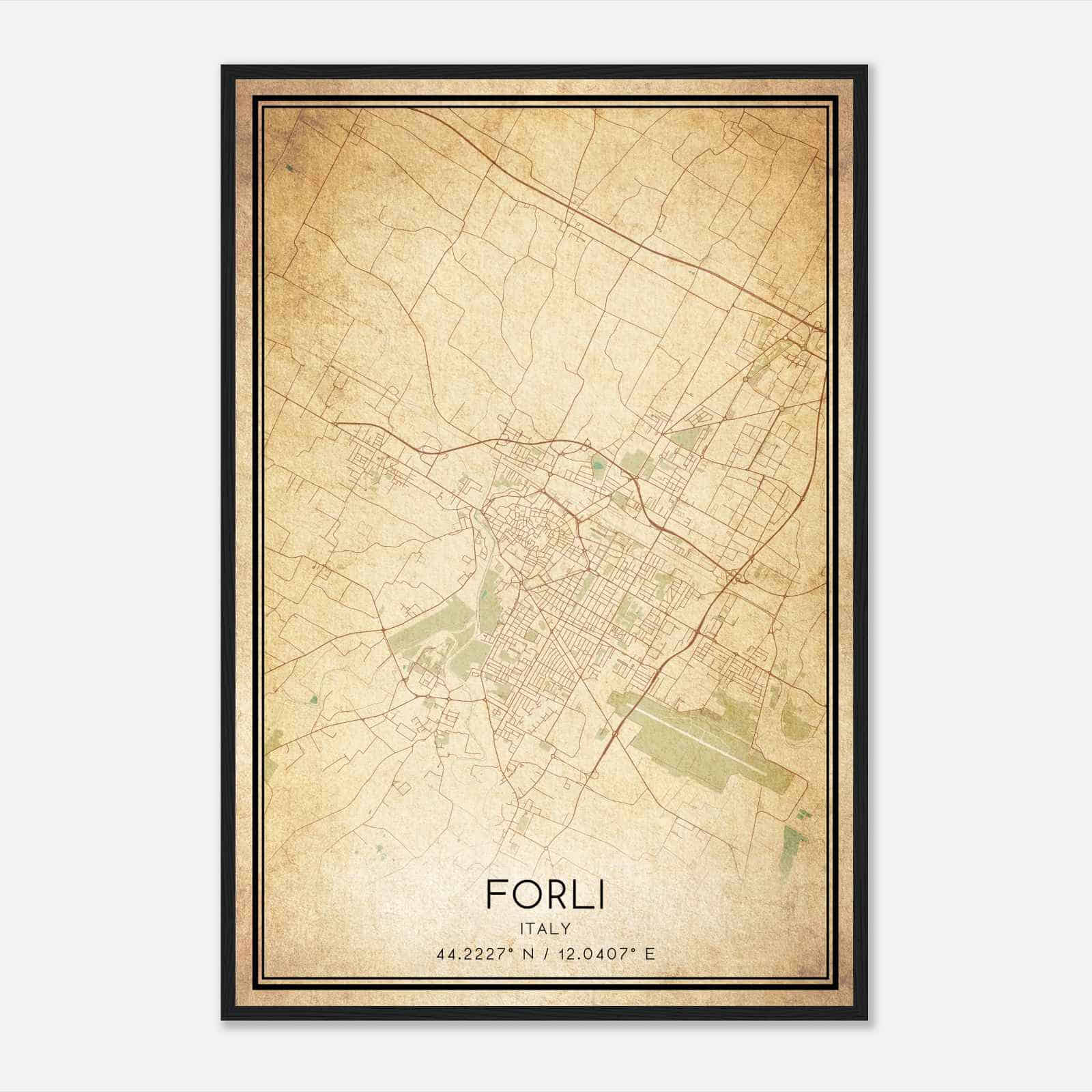 Vintage Forli Italy Map Poster, Forli City Road Wall Art Print