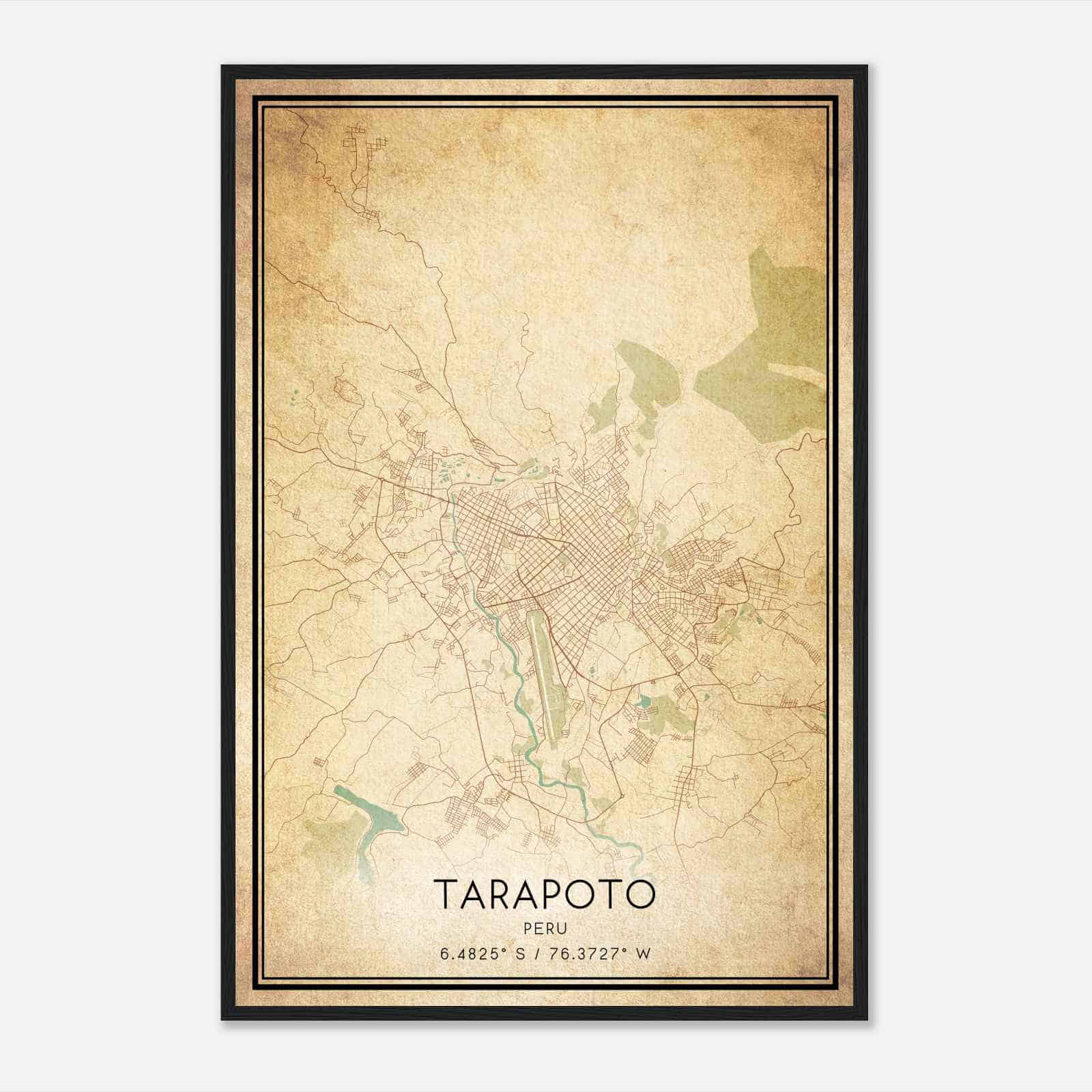 Vintage Tarapoto Peru Map Poster, Tarapoto City Road Wall Art Print