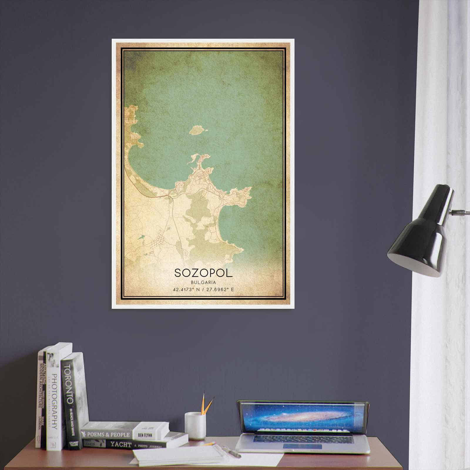 Vintage Sozopol Bulgaria Map Poster, Sozopol City Road Wall Art Print