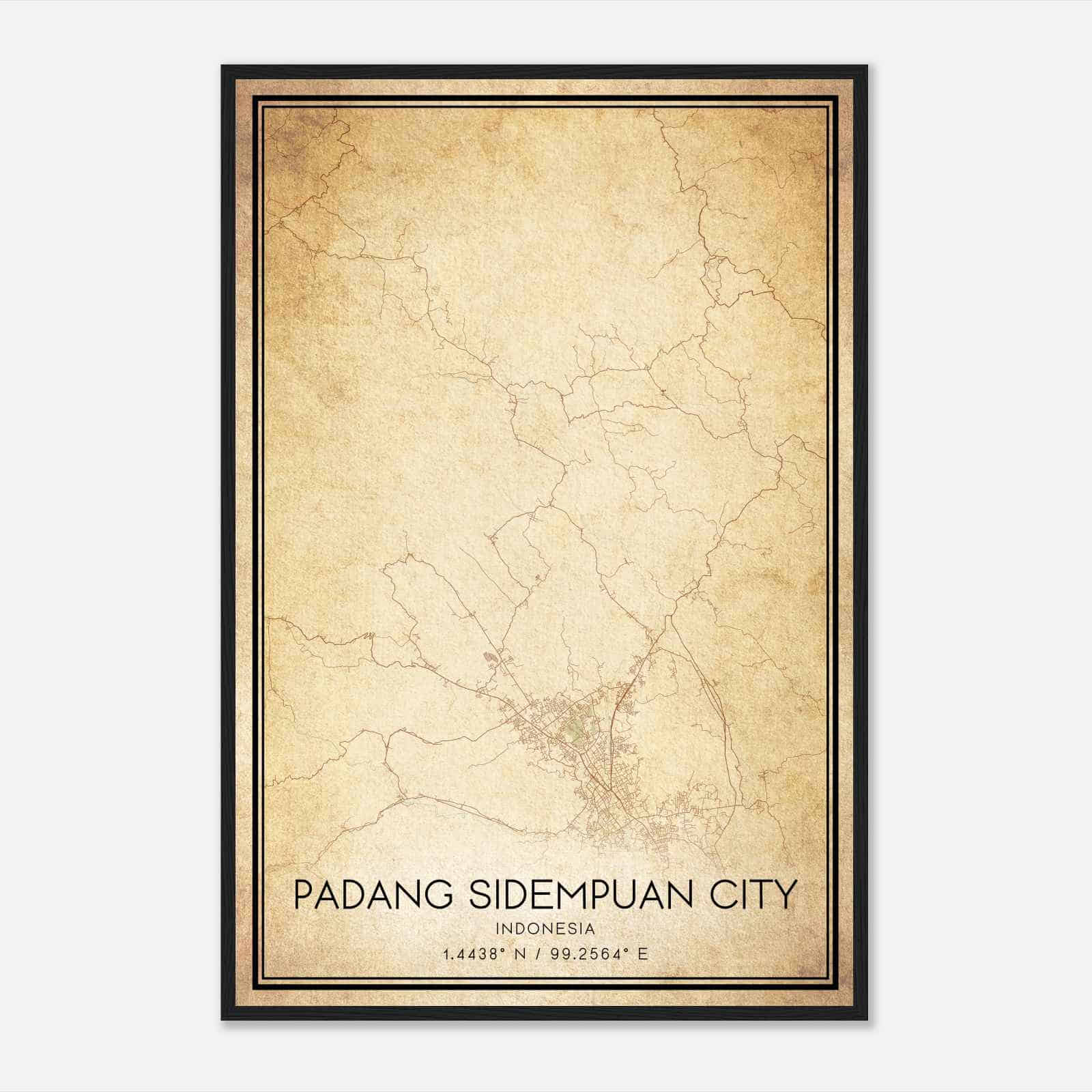 Vintage Padang Sidempuan City Indonesia Map Poster, Padang Sidempuan City City Road Wall Art Print Vintage Padang Sidempuan City Indonesia Map Poster, Padang Sidempuan City City Road Wall Art Print