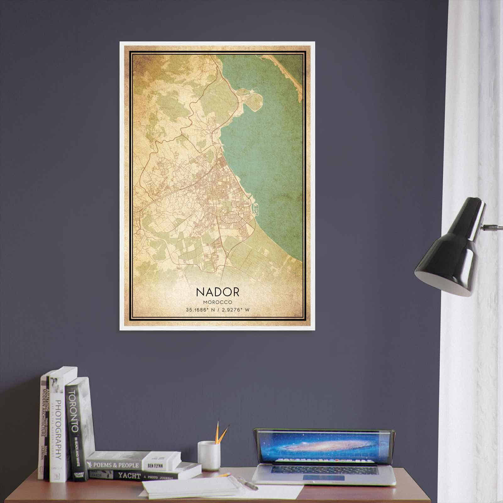 Vintage Nador Morocco Map Poster, Nador City Road Wall Art Print