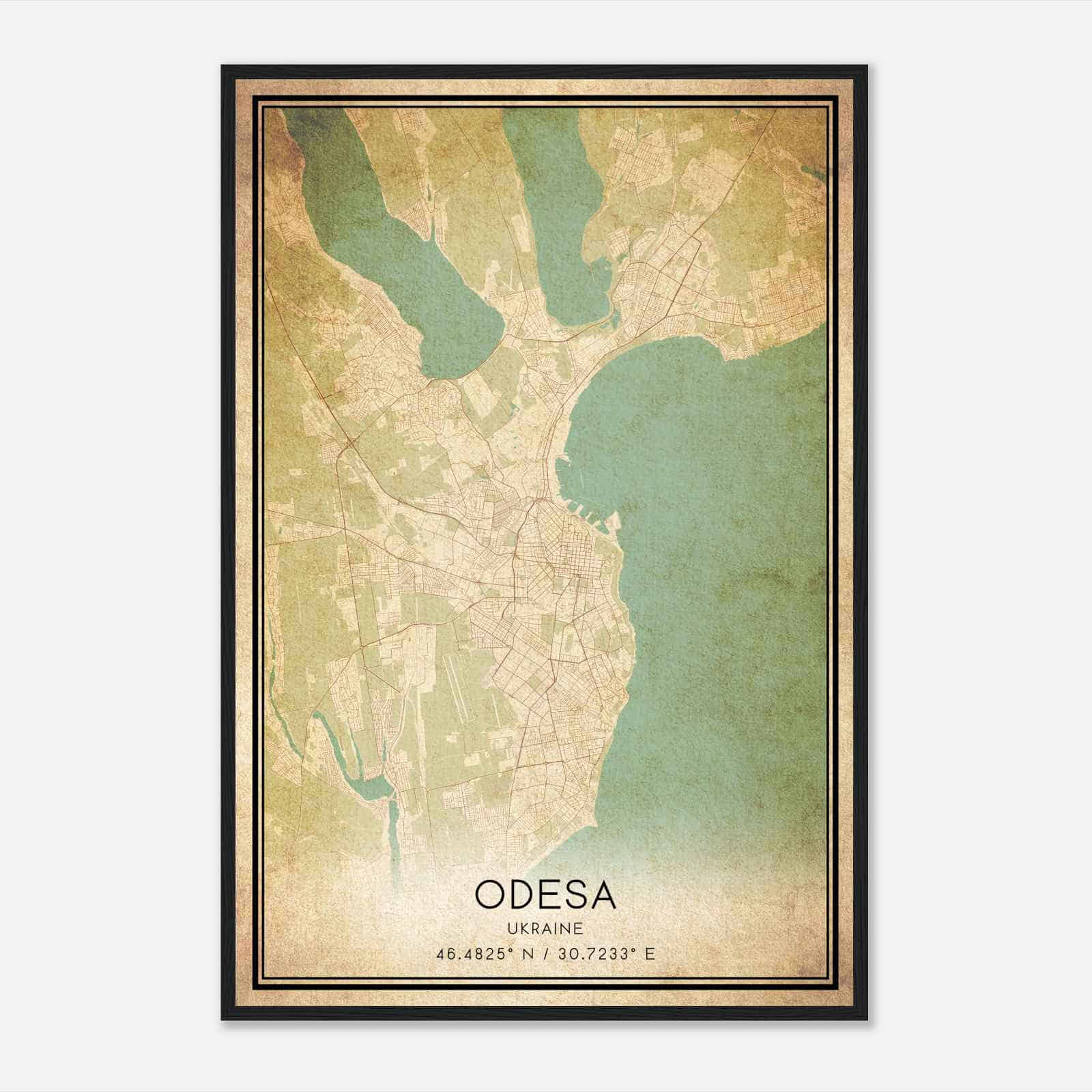 Vintage Odesa Ukraine Map Poster, Odesa City Road Wall Art Print