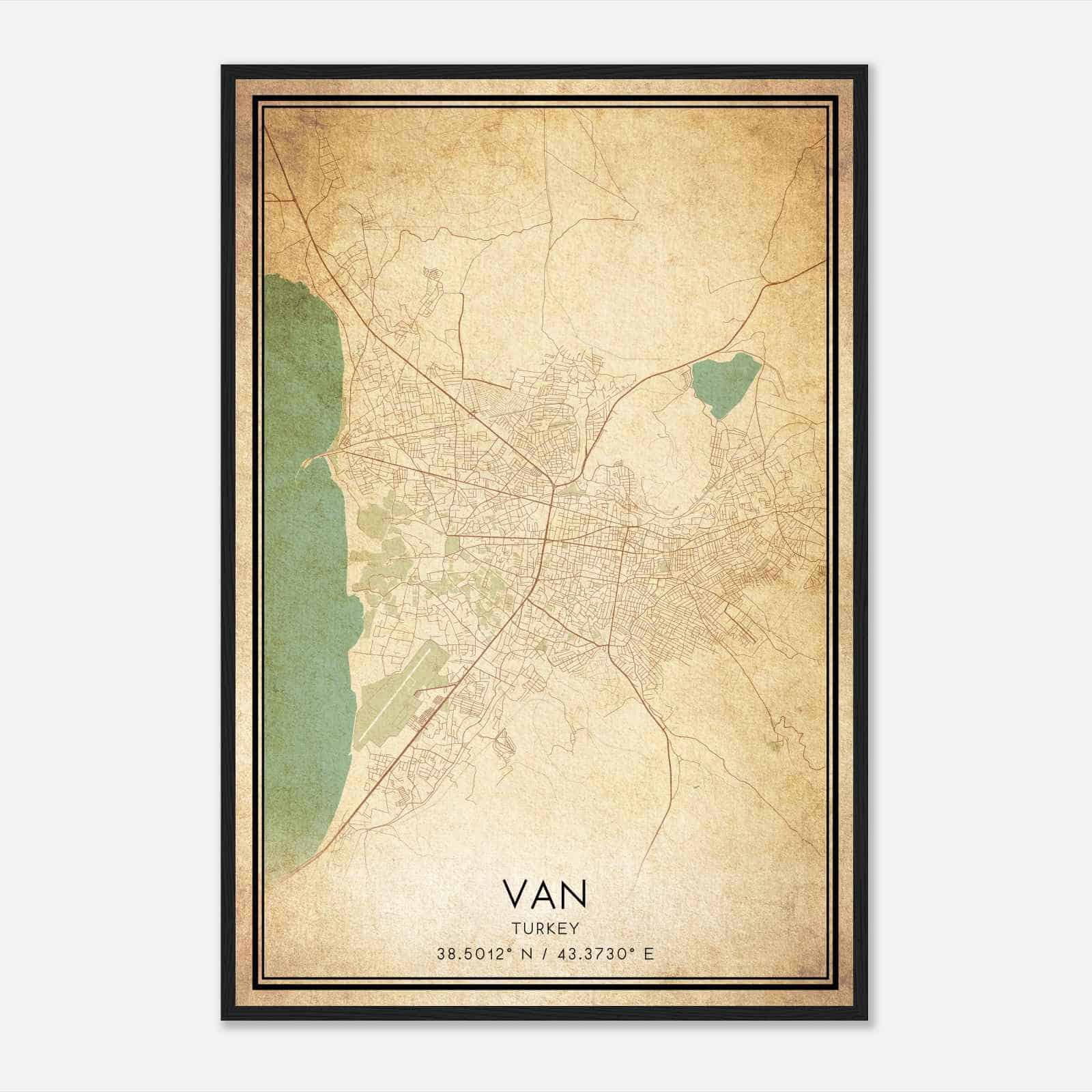 Vintage Van Turkey Map Poster, Van City Road Wall Art Print