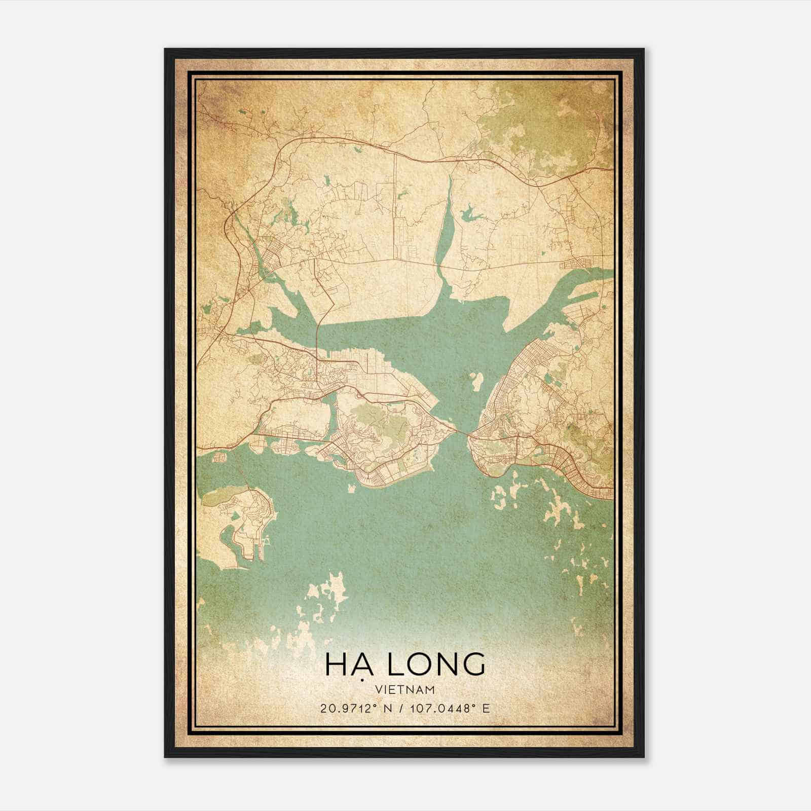 Vintage Ha Long Vietnam Map Poster, Ha Long City Road Wall Art Print