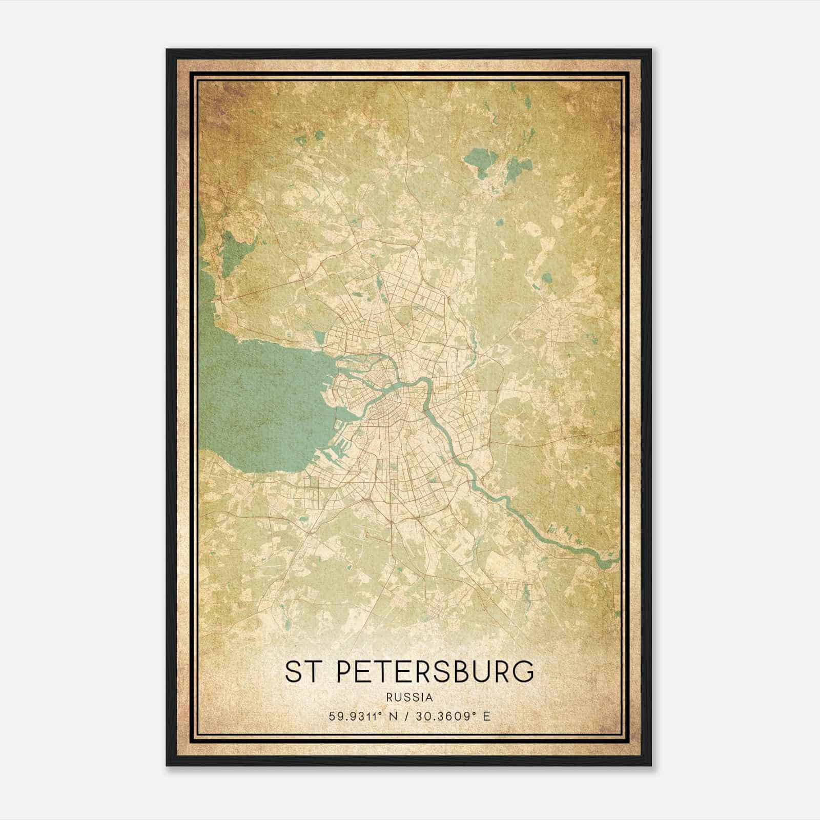Vintage St Petersburg Russia Map Poster, St Petersburg City Road Wall Art Print