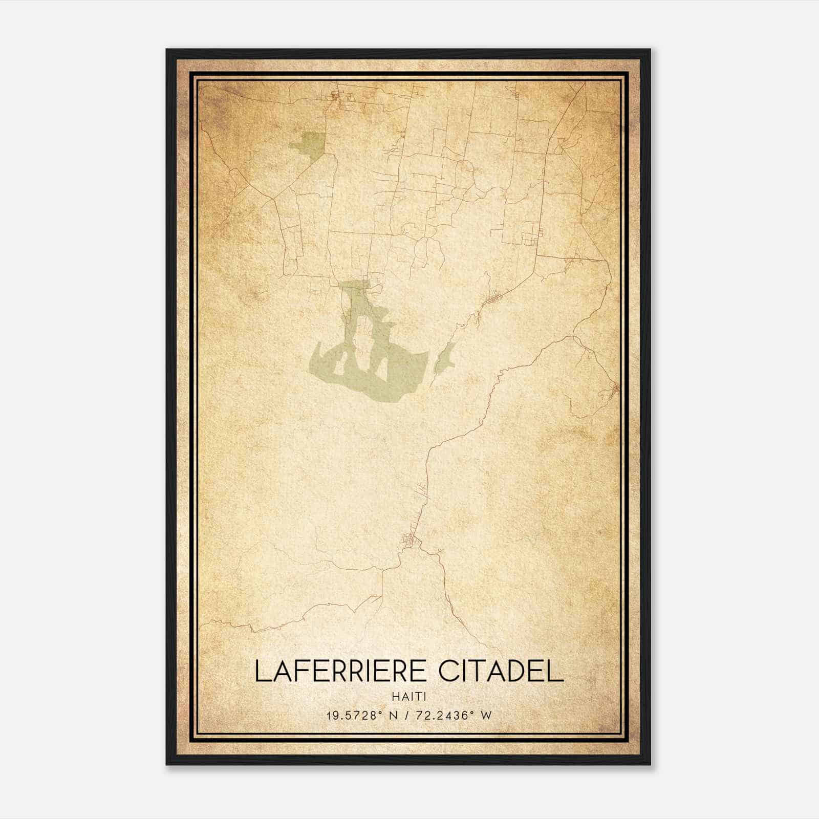Vintage Laferriere Citadel Haiti Map Poster, Laferriere Citadel City Road Wall Art Print