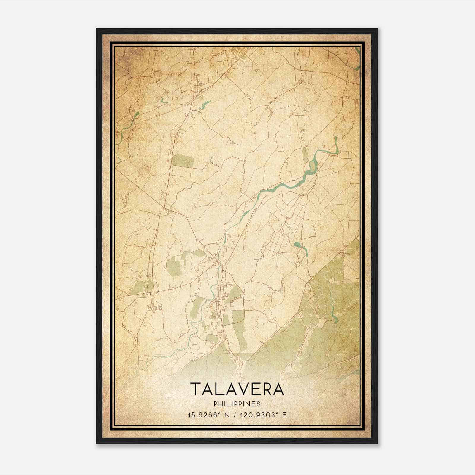 Vintage Talavera Philippines Map Poster, Talavera City Road Wall Art Print