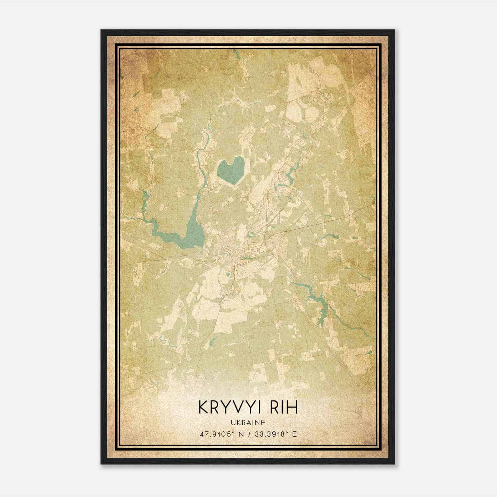 Vintage Kryvyi Rih Ukraine Map Poster, Kryvyi Rih City Road Wall Art Print