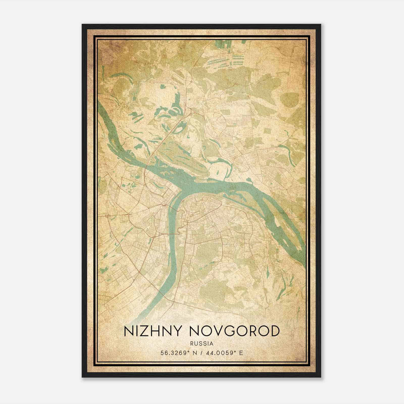 Vintage Nizhny Novgorod Russia Map Poster, Nizhny Novgorod City Road Wall Art Print