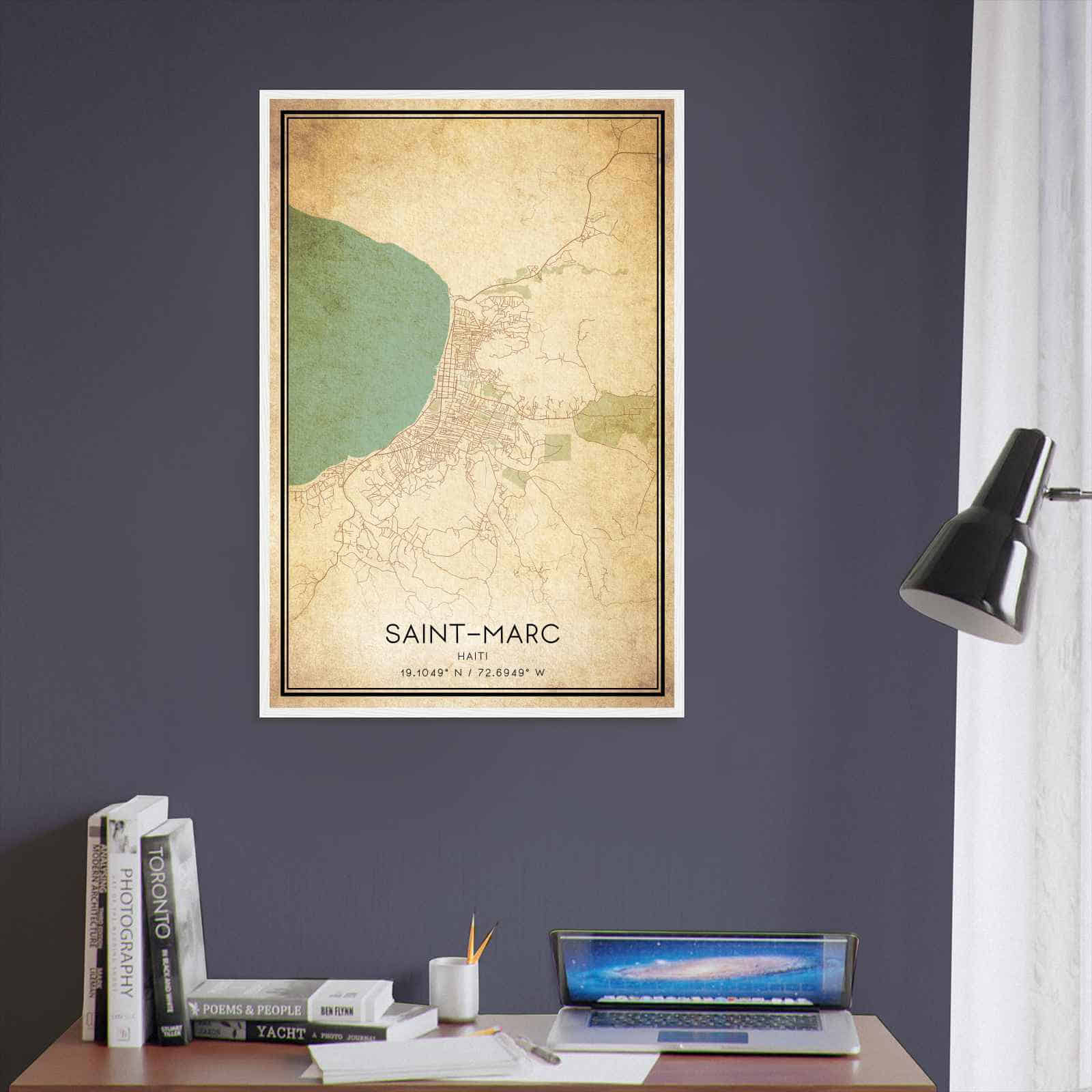 Vintage SaintMarc Haiti Map Poster, SaintMarc City Road Wall Art Print