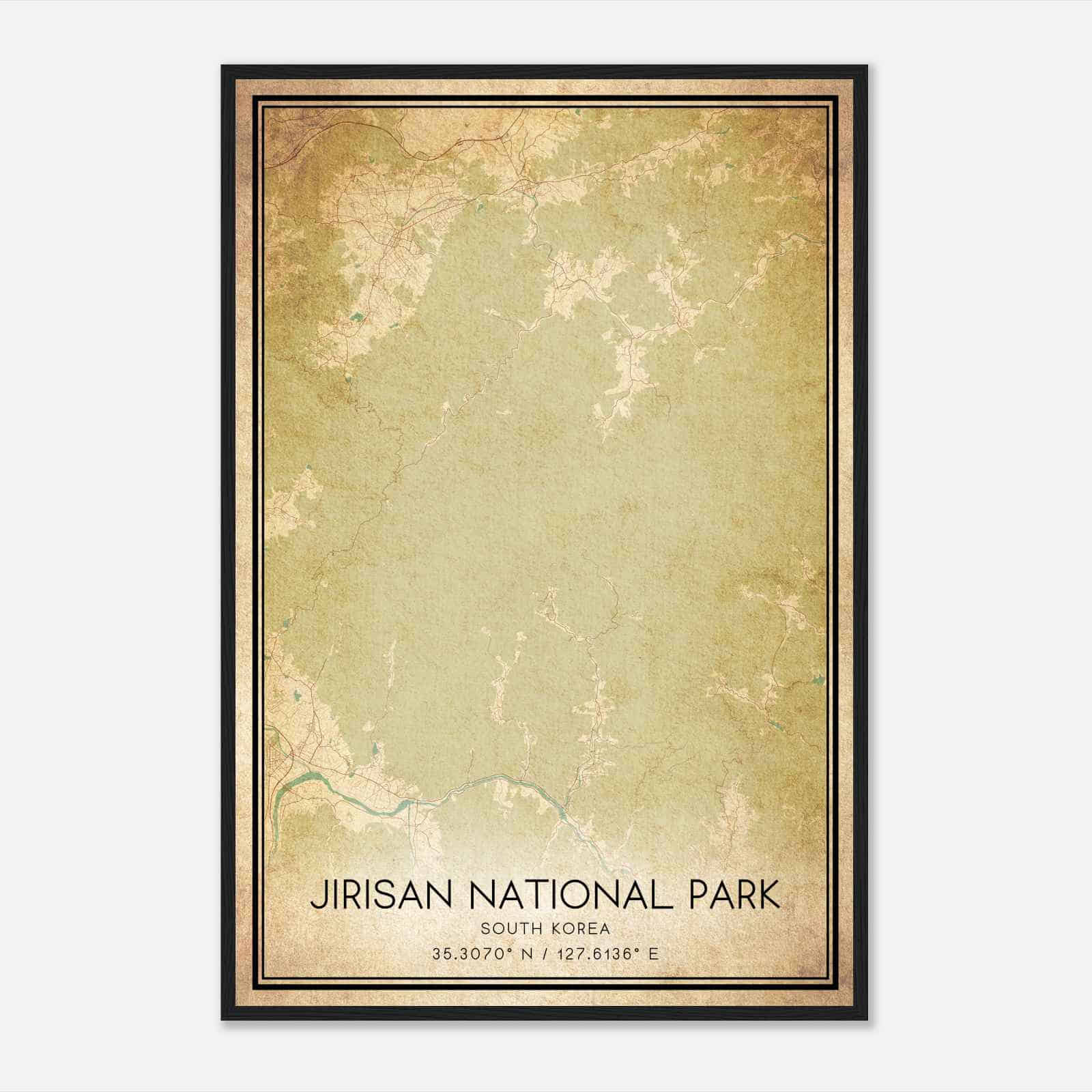 Vintage Jirisan National Park South Korea Map Poster, Jirisan National Park City Road Wall Art Print Vintage Jirisan National Park South Korea Map Poster, Jirisan National Park City Road Wall Art Print
