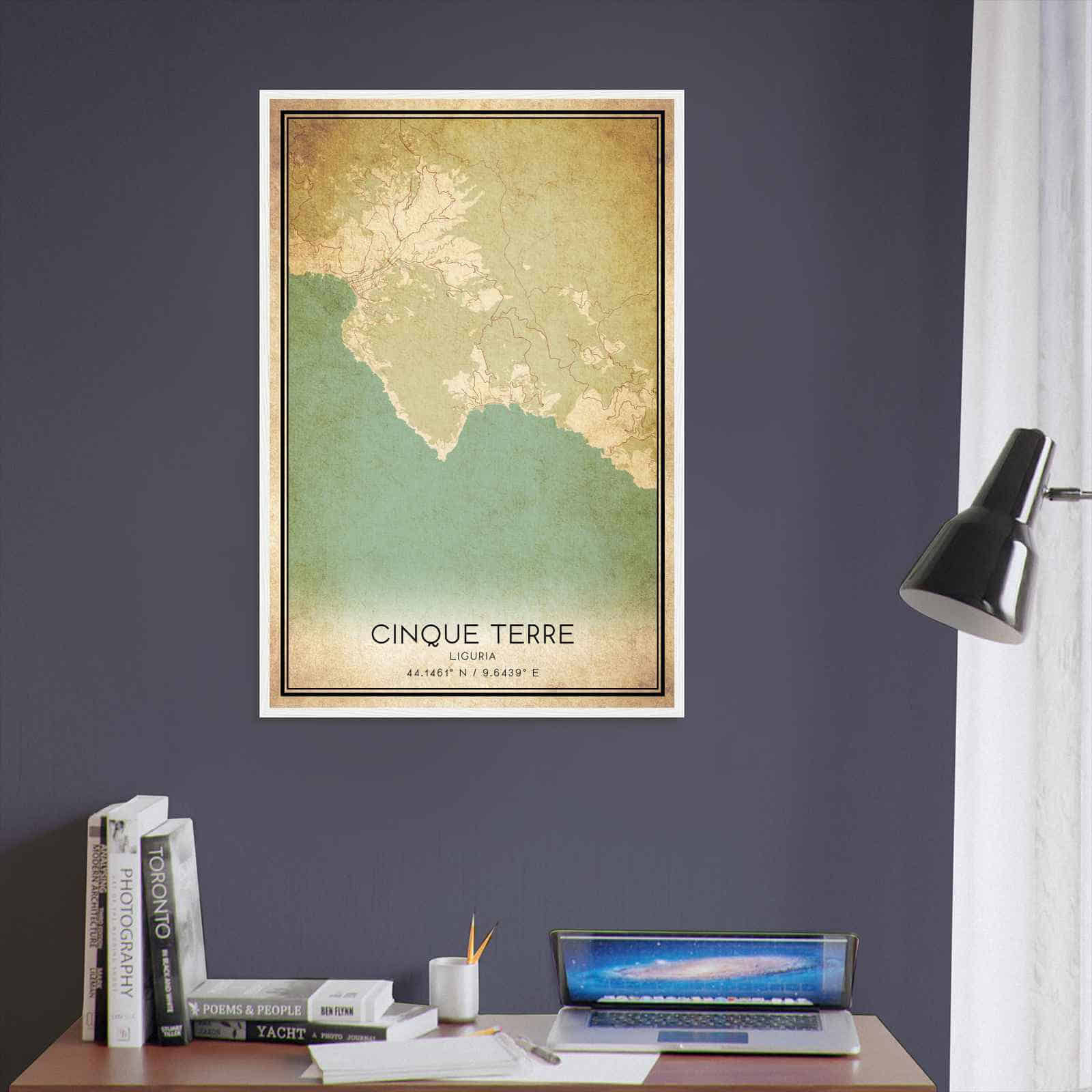 Vintage Cinque Terre Liguria Map Poster, Cinque Terre City Road Wall Art Print