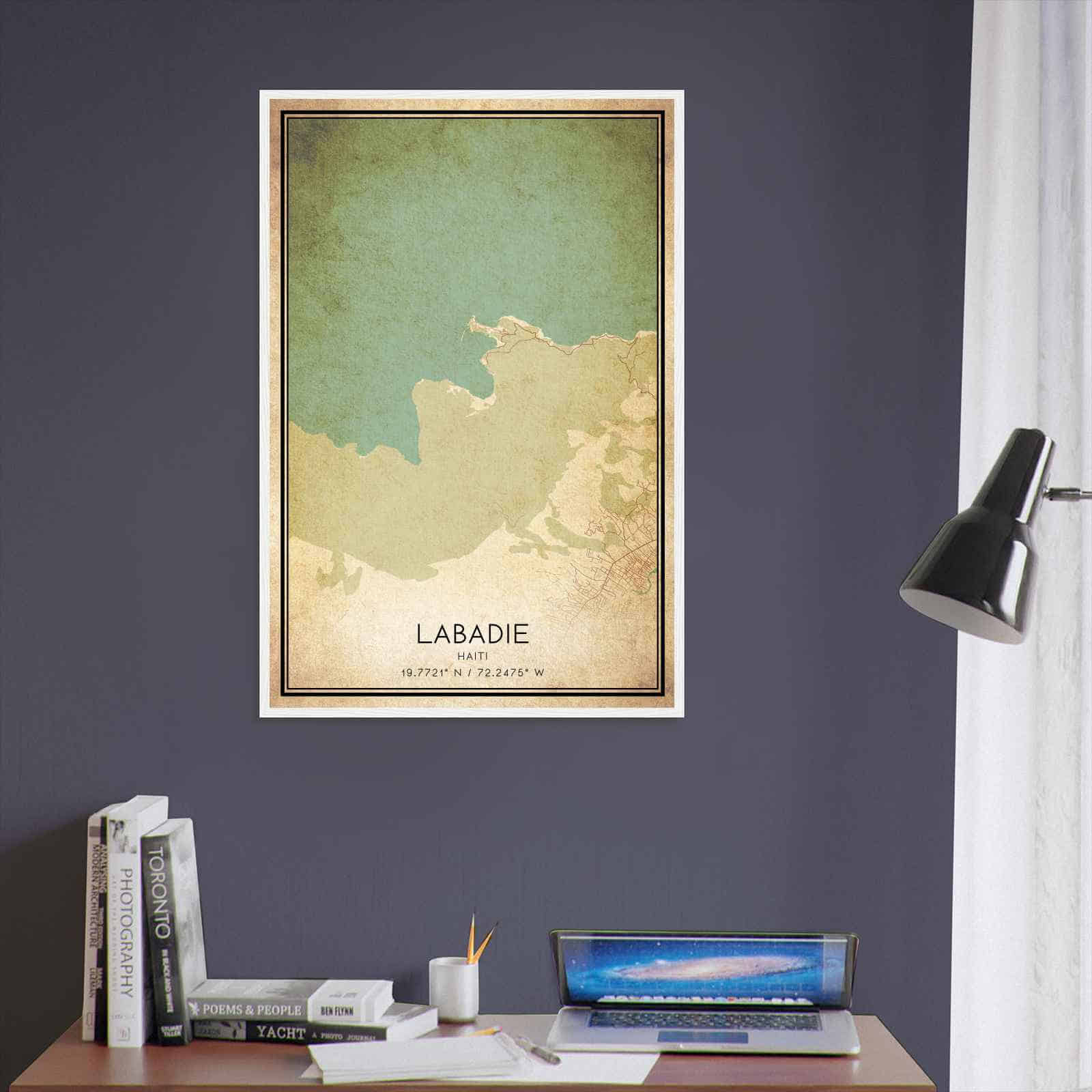 Vintage Labadie Haiti Map Poster, Labadie City Road Wall Art Print