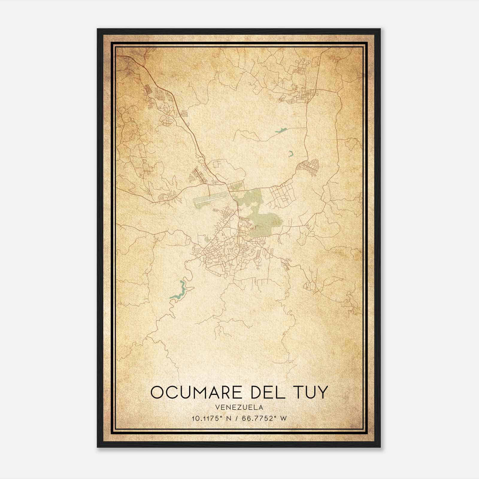 Vintage Ocumare del Tuy Venezuela Map Poster, Ocumare del Tuy City Road Wall Art Print
