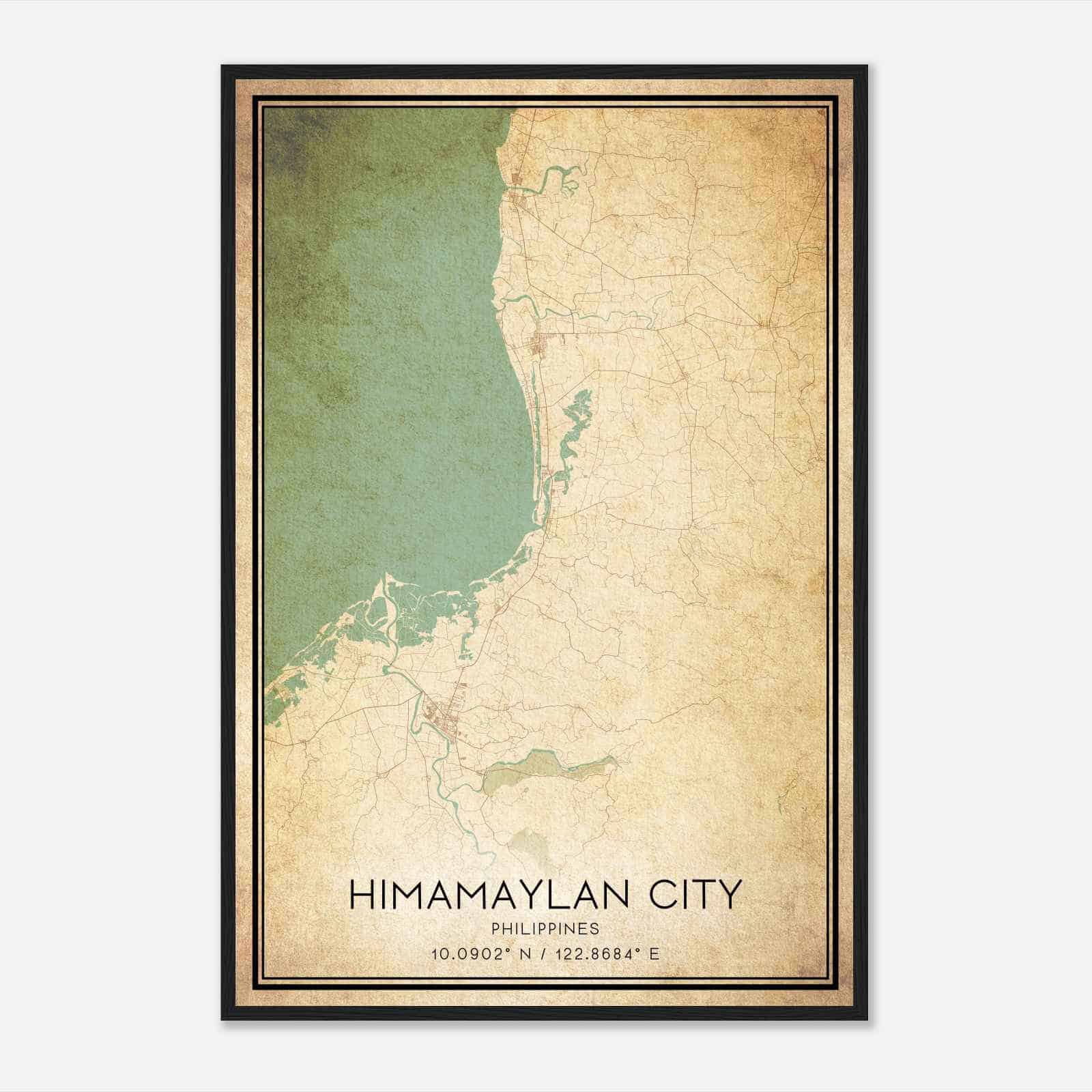 Vintage Himamaylan City Philippines Map Poster, Himamaylan City City Road Wall Art Print