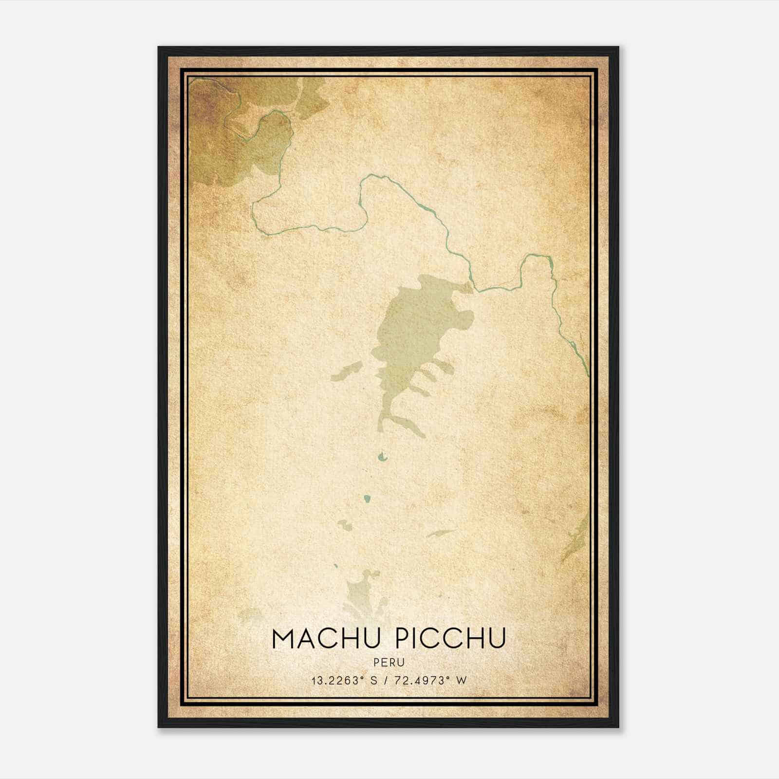 Vintage Machu Picchu Peru Map Poster, Machu Picchu City Road Wall Art Print