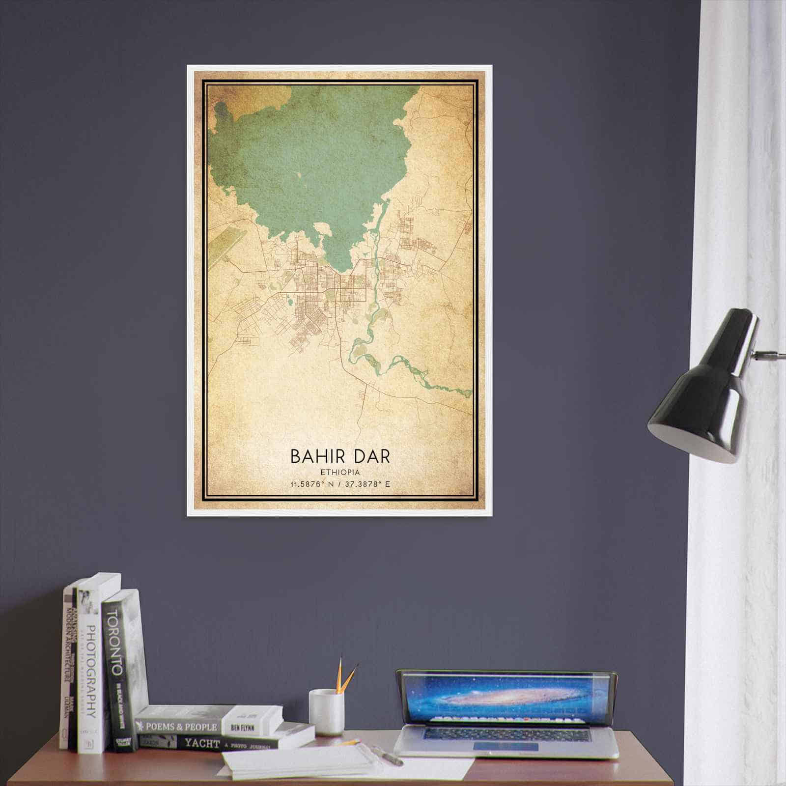 Vintage Bahir Dar Ethiopia Map Poster, Bahir Dar City Road Wall Art Print