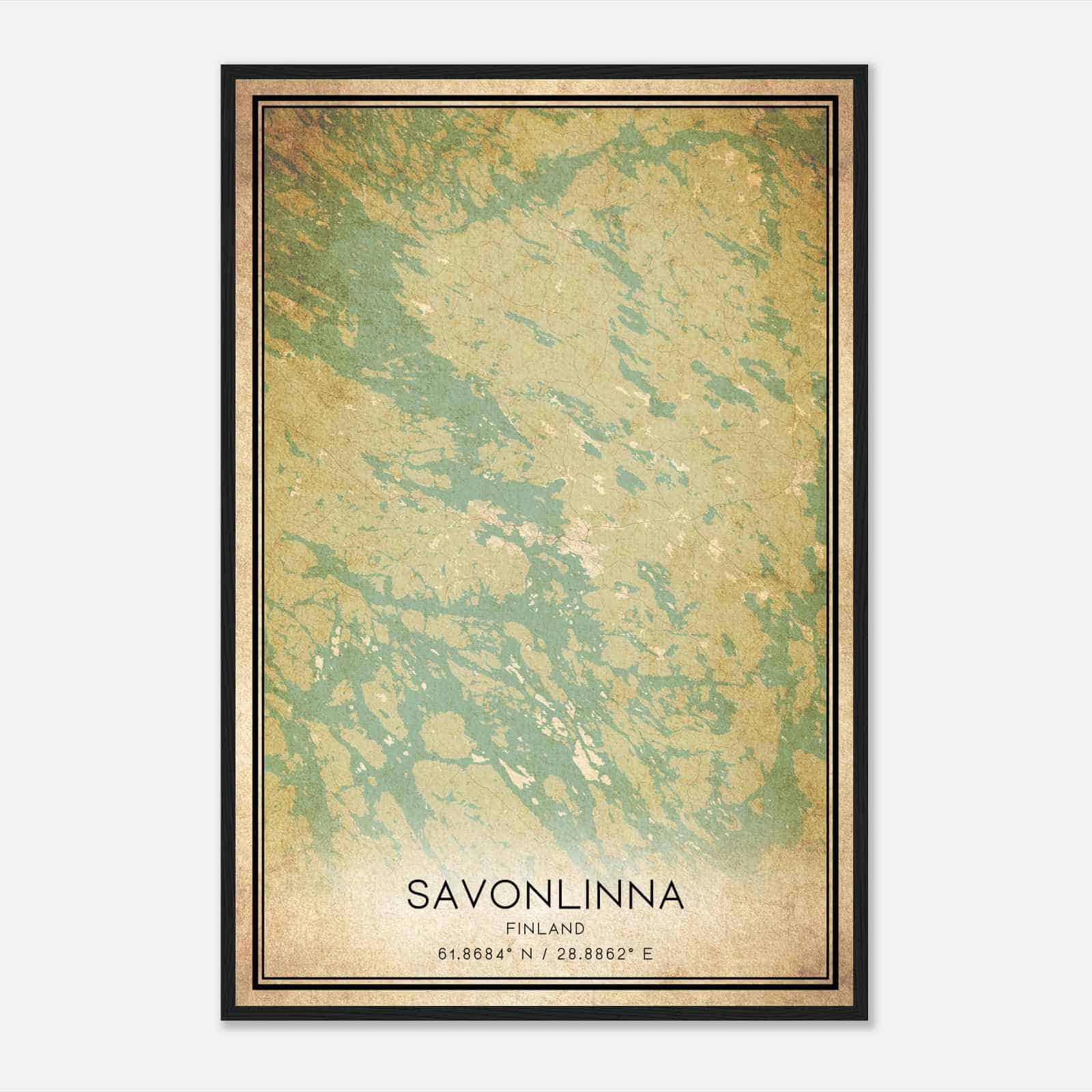 Vintage Savonlinna Finland Map Poster, Savonlinna City Road Wall Art Print