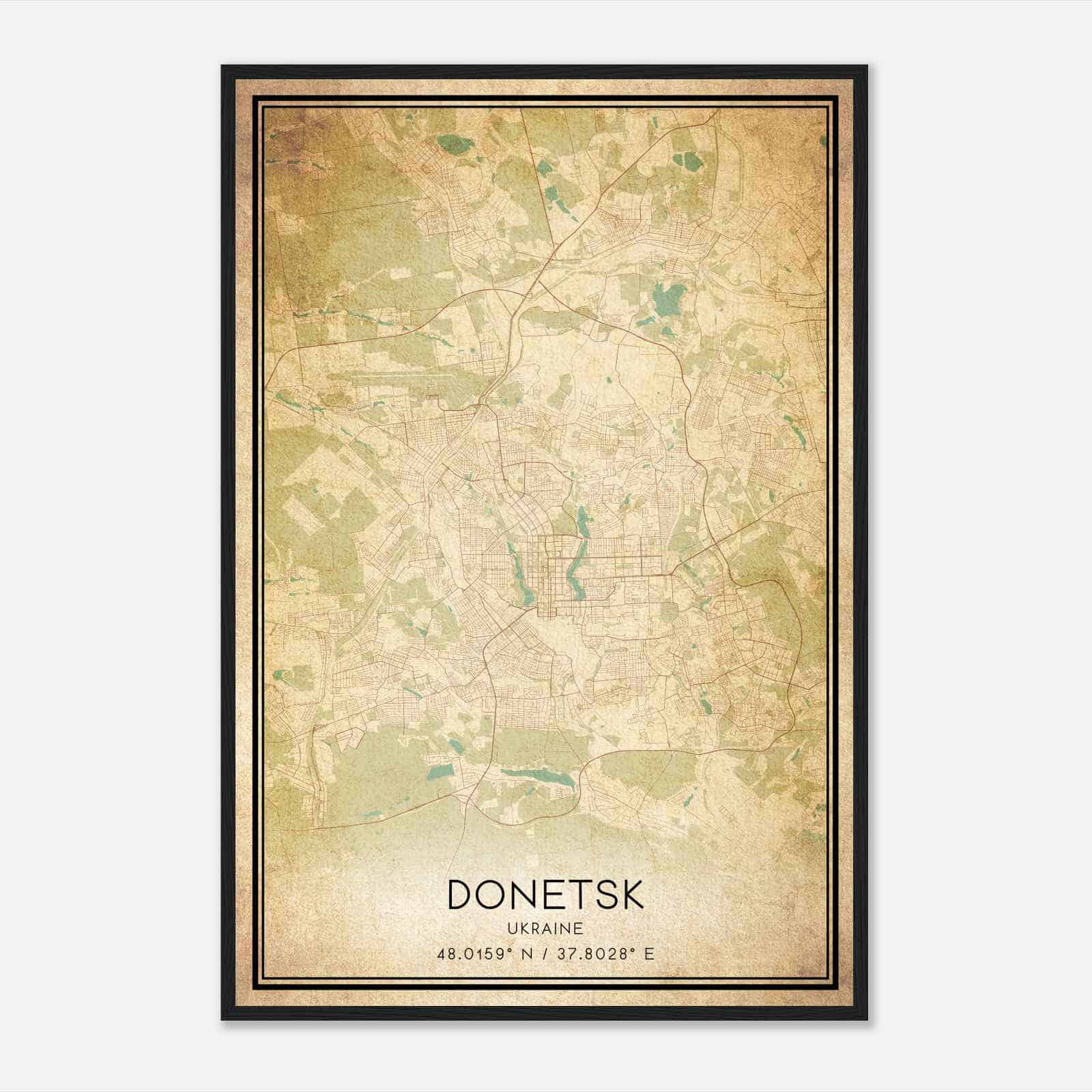 Vintage Donetsk Ukraine Map Poster, Donetsk City Road Wall Art Print