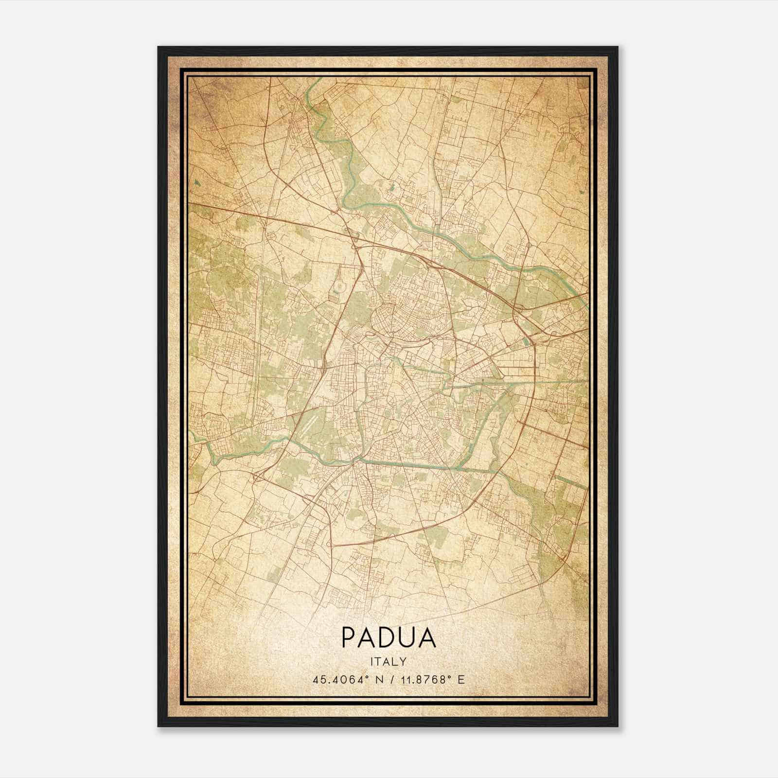 Vintage Padua Italy Map Poster, Padua City Road Wall Art Print