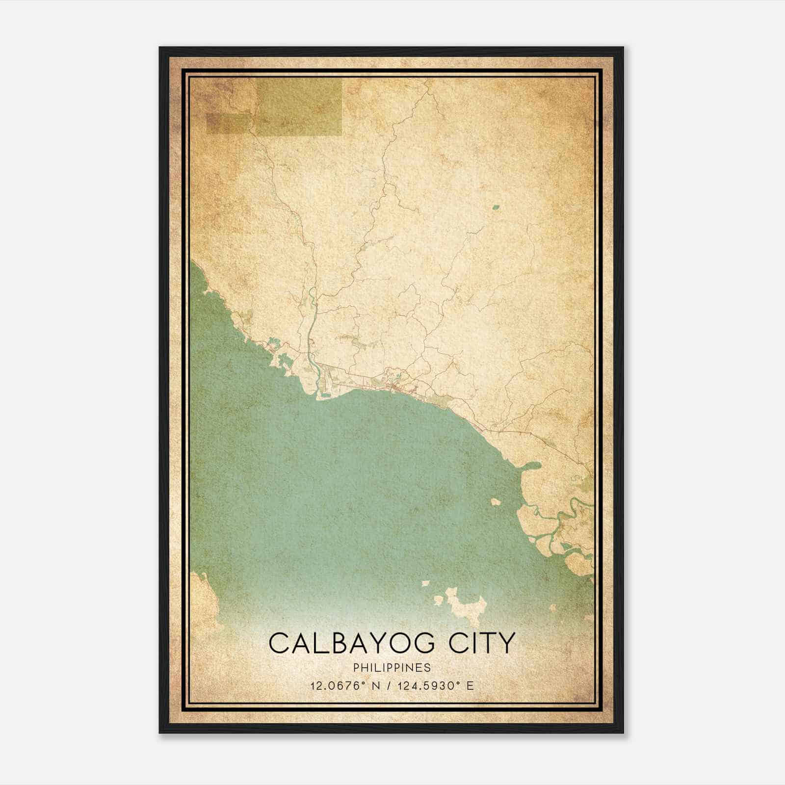 Vintage Calbayog City Philippines Map Poster, Calbayog City City Road Wall Art Print