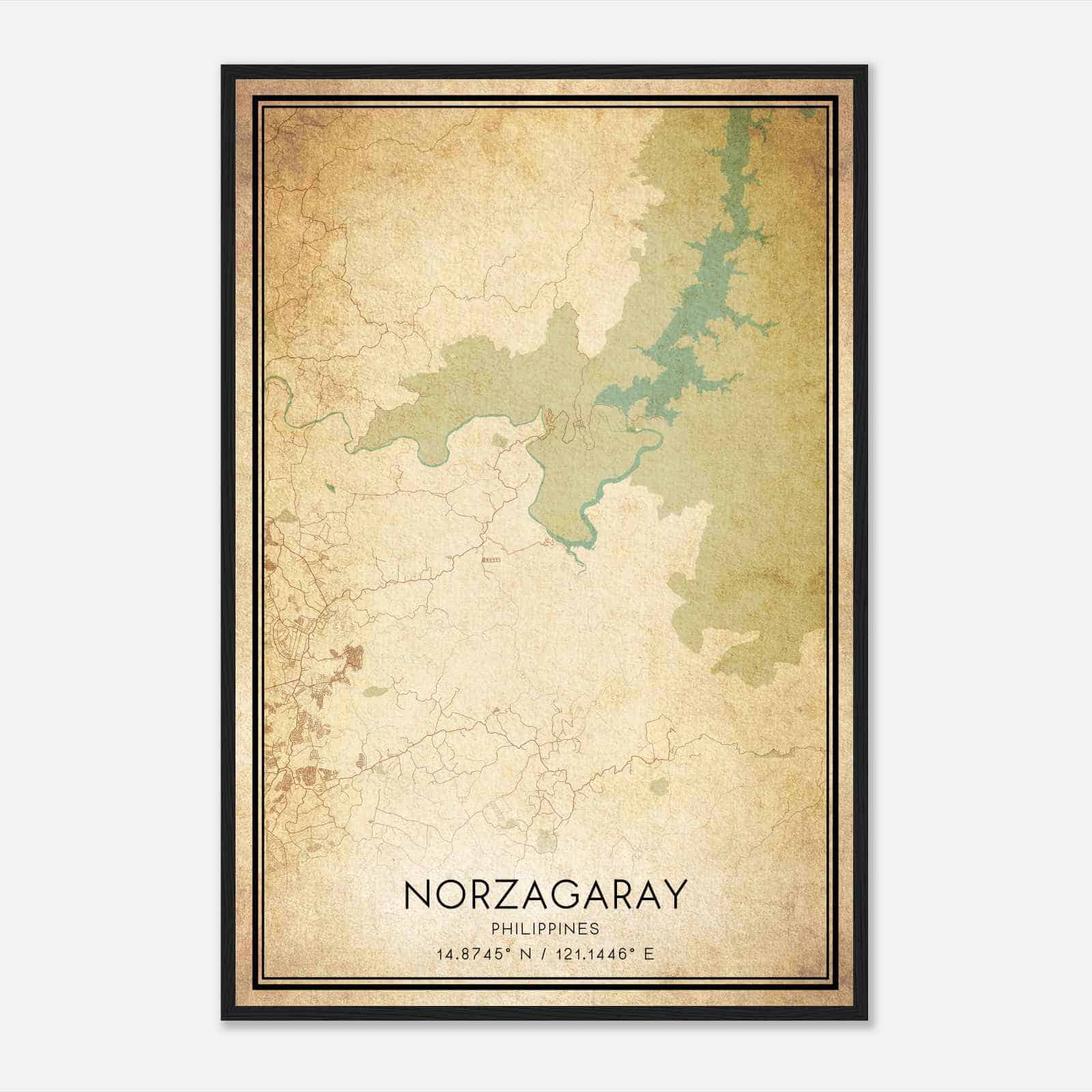 Vintage Norzagaray Philippines Map Poster, Norzagaray City Road Wall Art Print