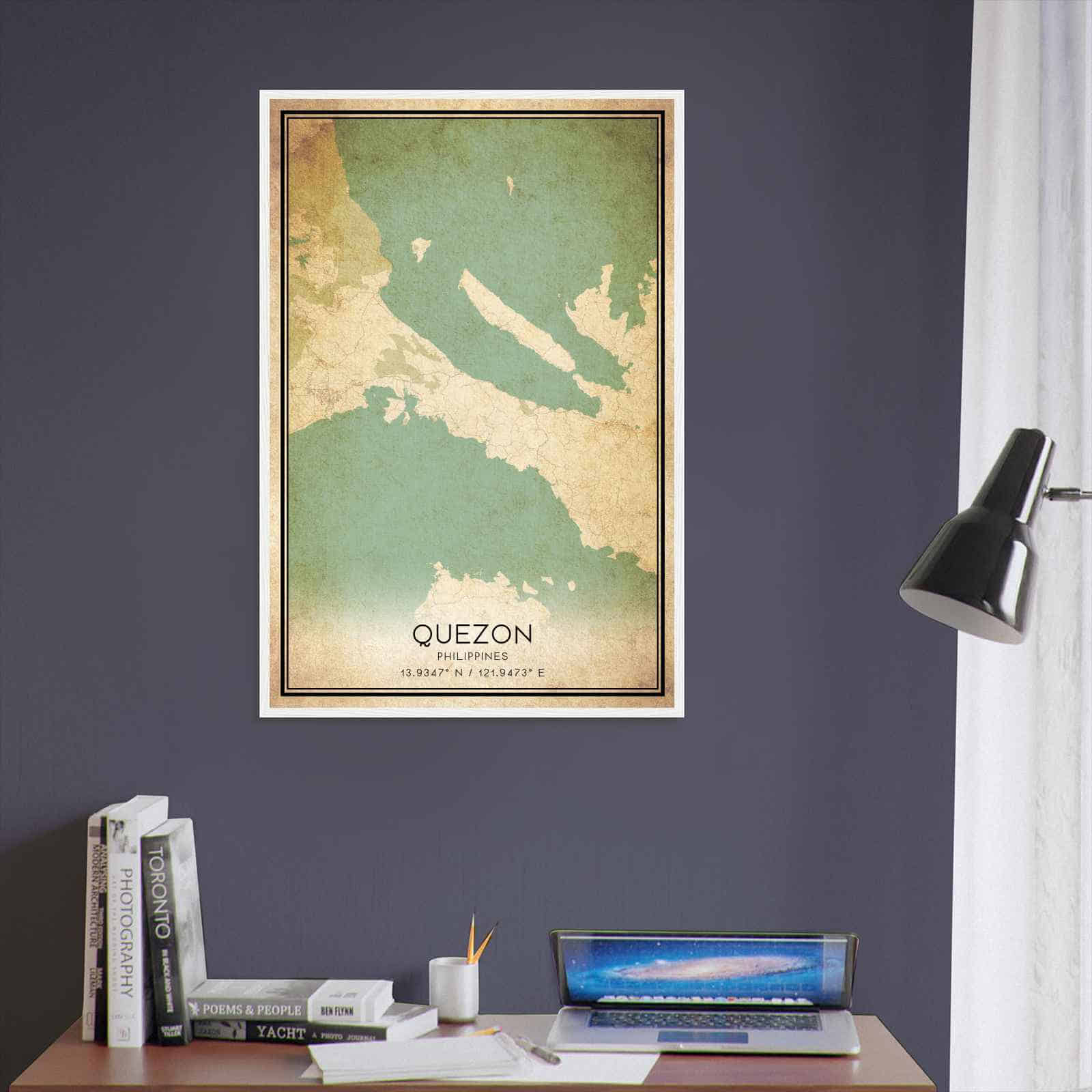 Vintage Quezon Philippines Map Poster, Quezon City Road Wall Art Print