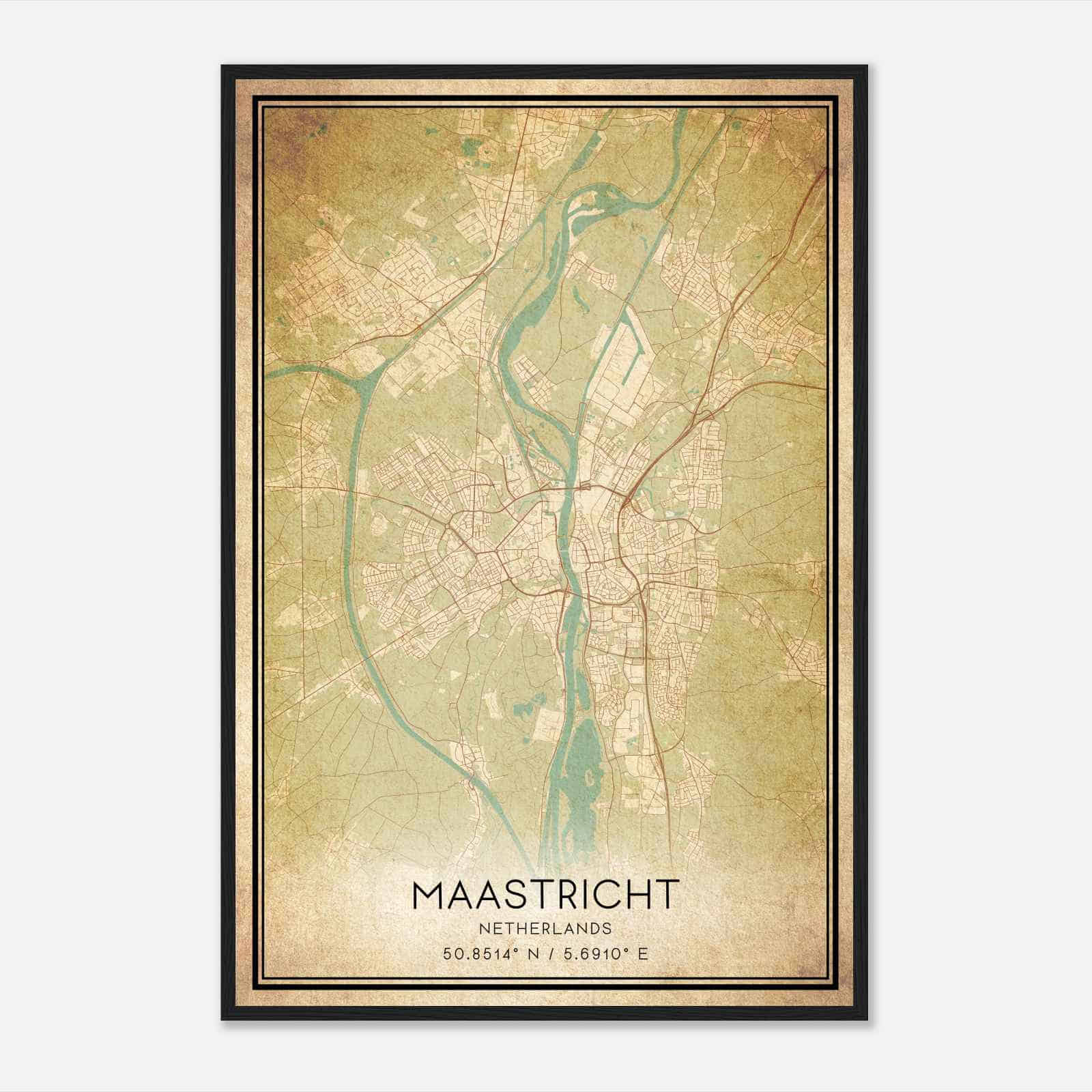 Vintage Maastricht Netherlands Map Poster, Maastricht City Road Wall Art Print