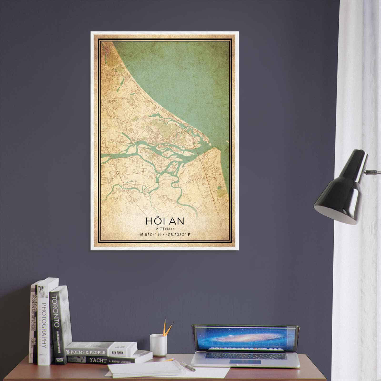 Vintage Hoi An Vietnam Map Poster, Hoi An City Road Wall Art Print
