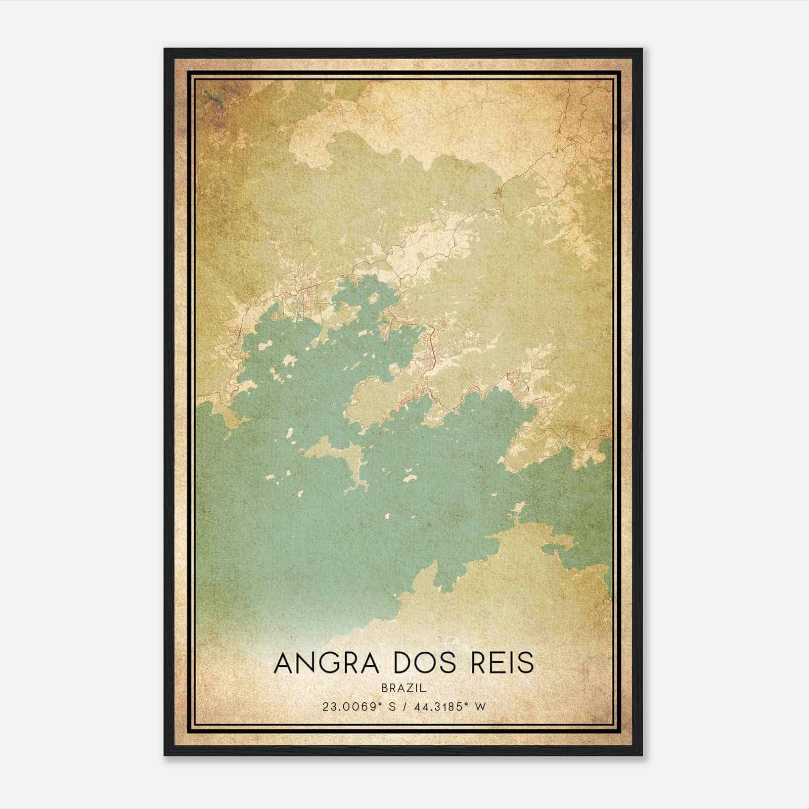 Vintage Angra dos Reis Brazil Map Poster, Angra dos Reis City Road Wall Art Print