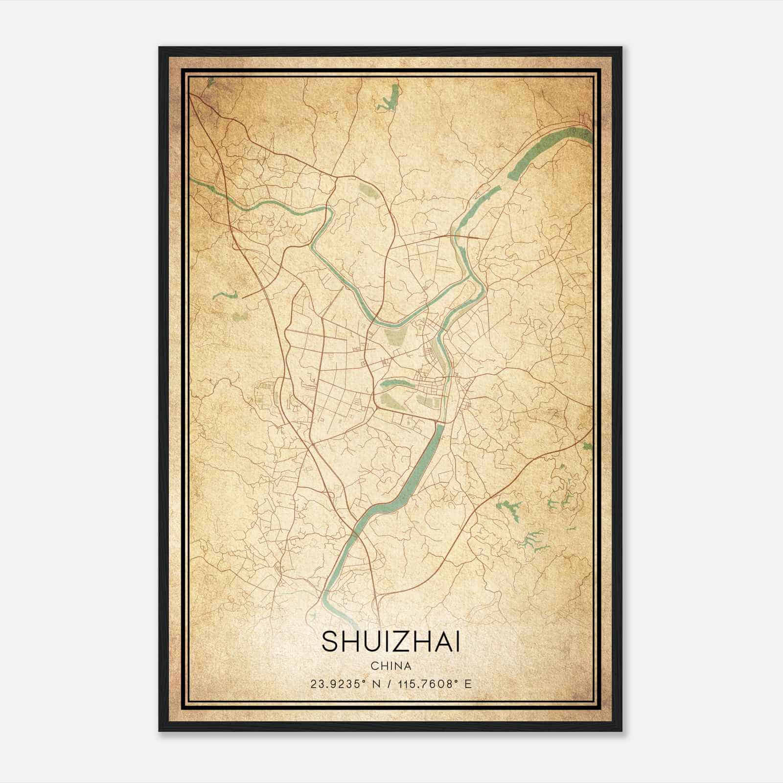 Vintage Shuizhai China Map Poster, Shuizhai City Road Wall Art Print
