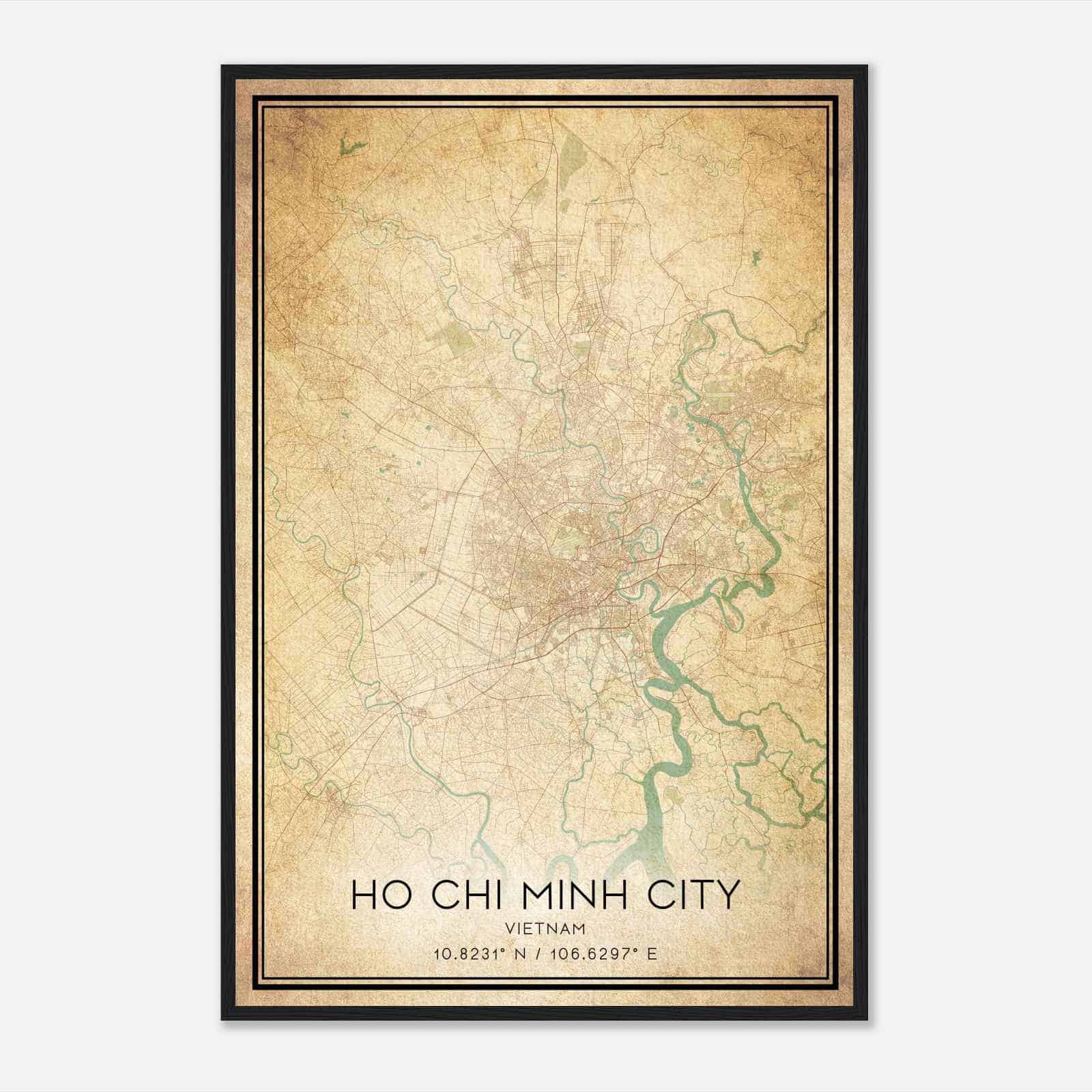 Vintage Ho Chi Minh City Vietnam Map Poster, Ho Chi Minh City City Road Wall Art Print