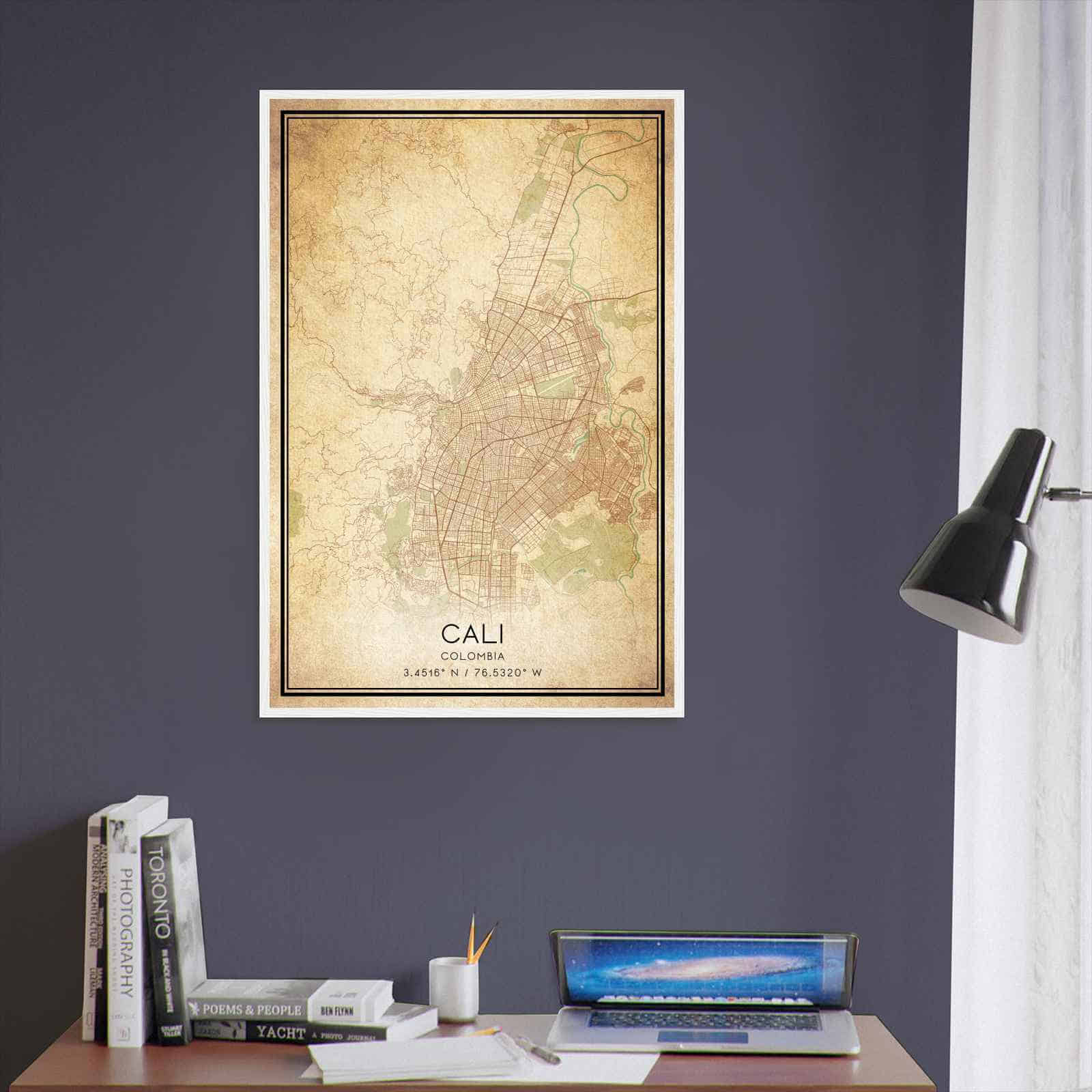 Vintage Cali Colombia Map Poster, Cali City Road Wall Art Print