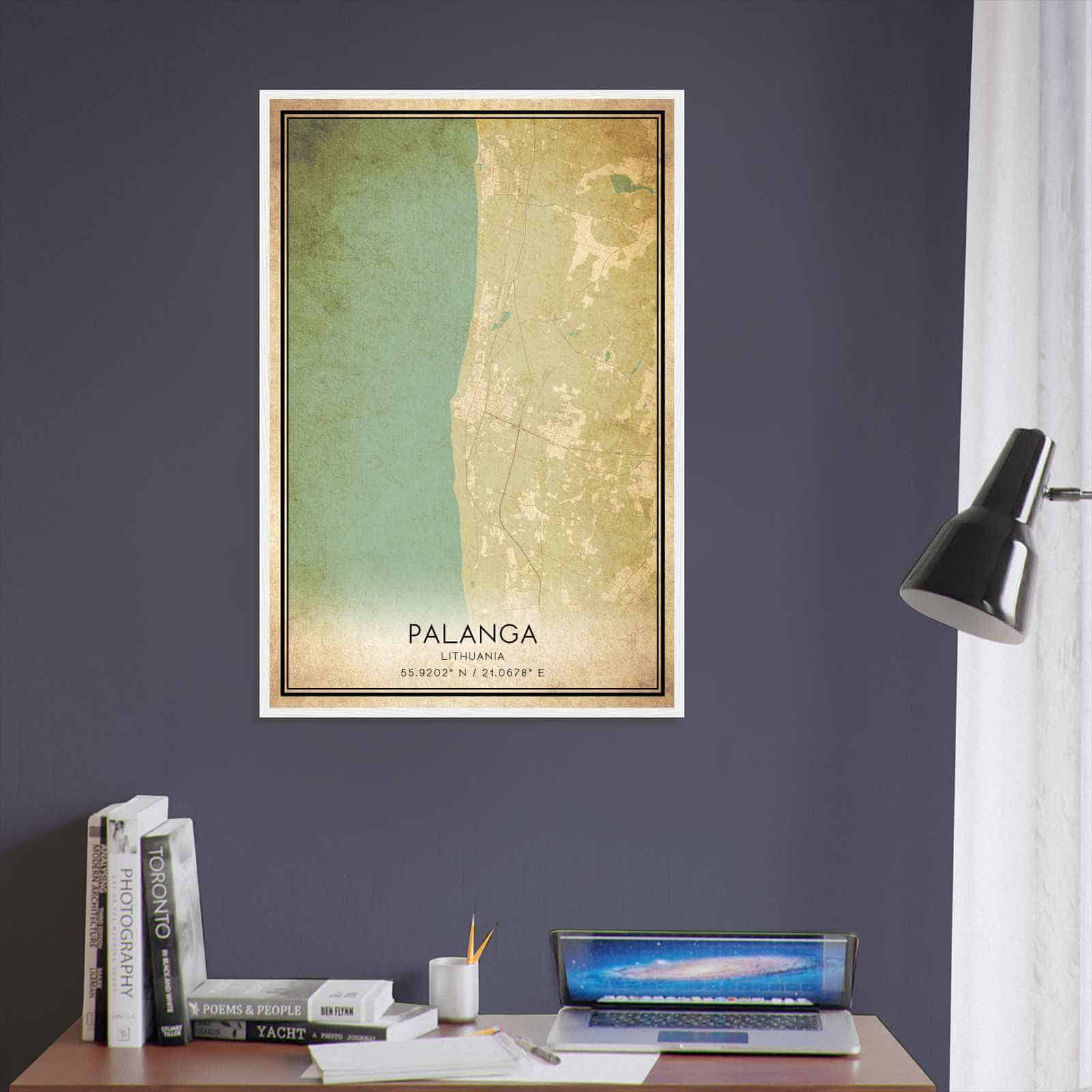 Vintage Palanga Lithuania Map Poster, Palanga City Road Wall Art Print