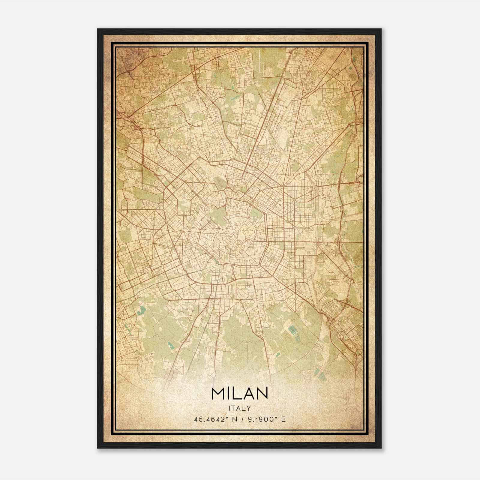 Vintage Milan Italy Map Poster, Milan City Road Wall Art Print