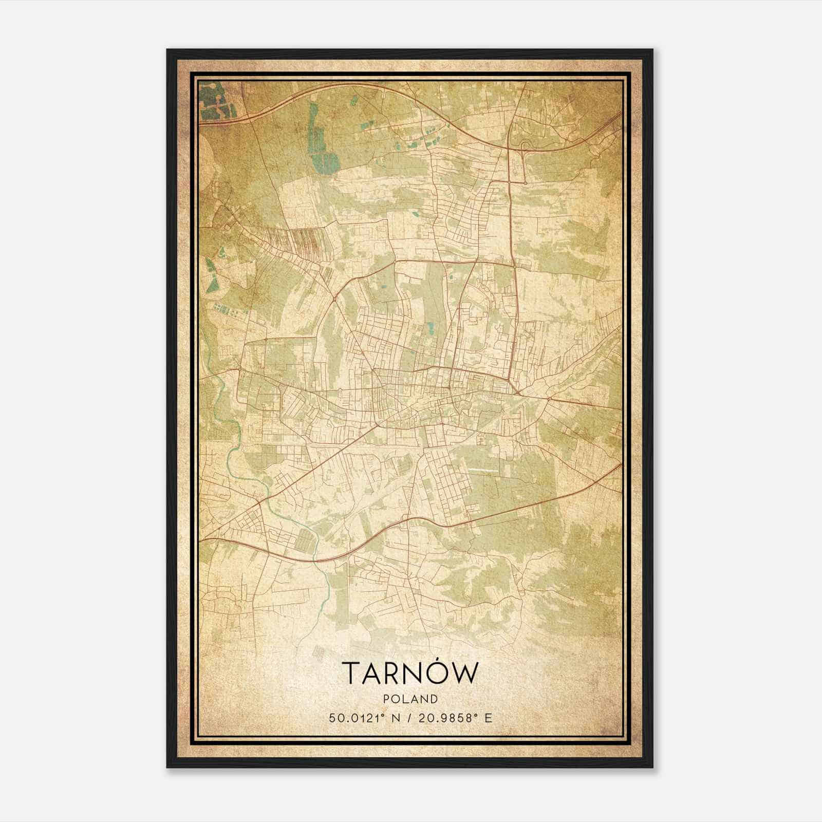 Vintage Tarnow Poland Map Poster, Tarnow City Road Wall Art Print