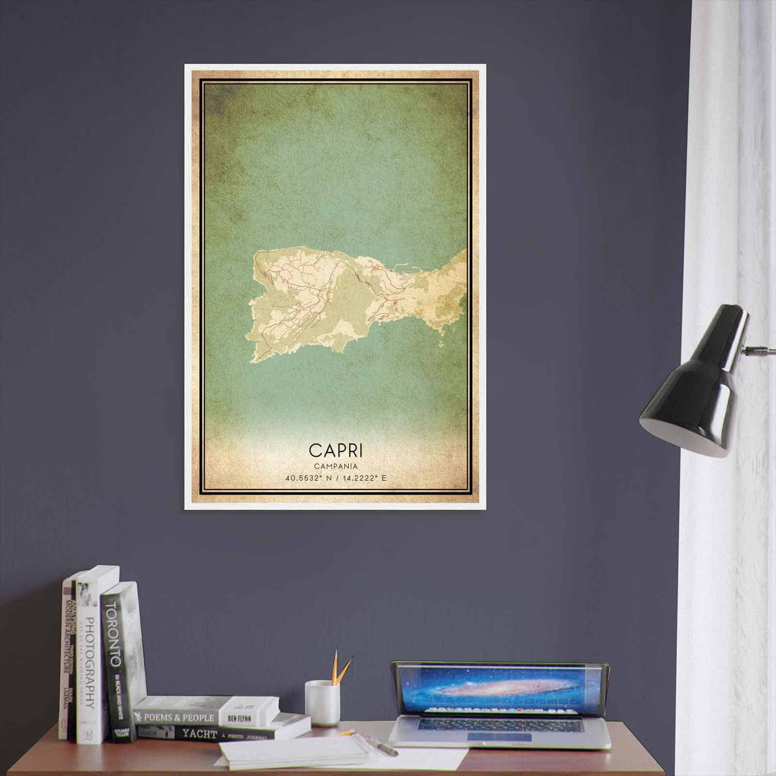 Vintage Capri Campania Map Poster, Capri City Road Wall Art Print