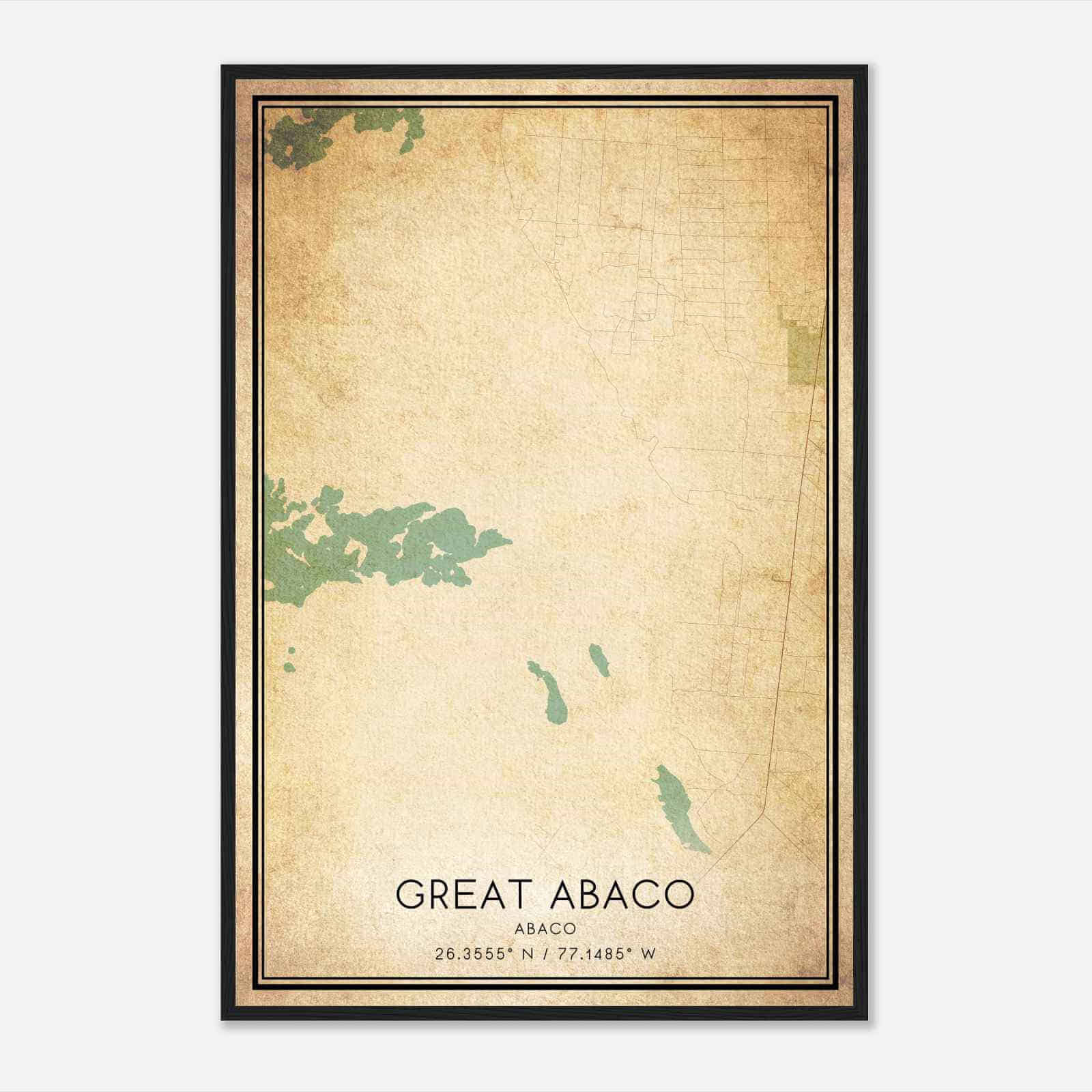 Vintage Great Abaco Abaco Map Poster, Great Abaco City Road Wall Art Print