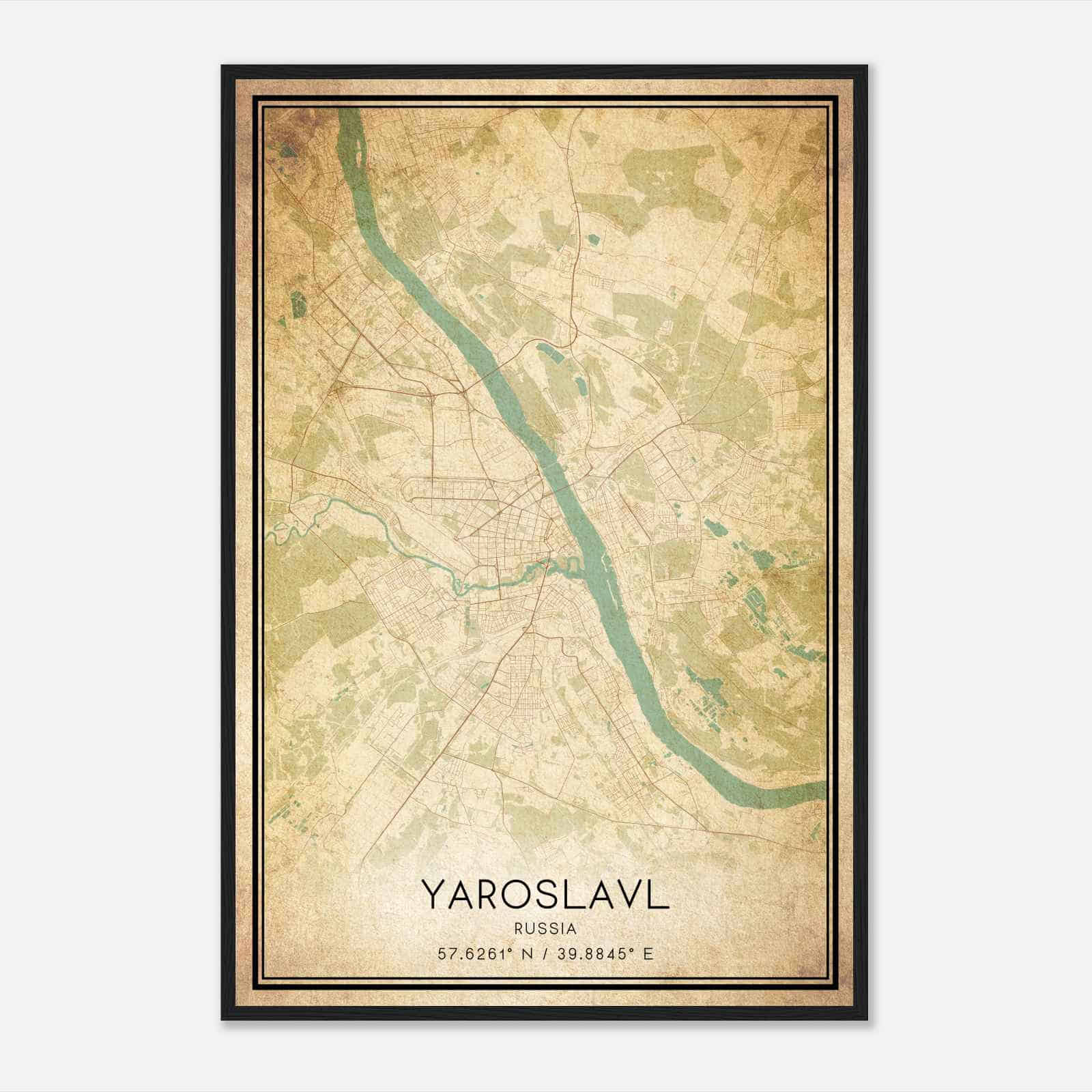 Vintage Yaroslavl Russia Map Poster, Yaroslavl City Road Wall Art Print