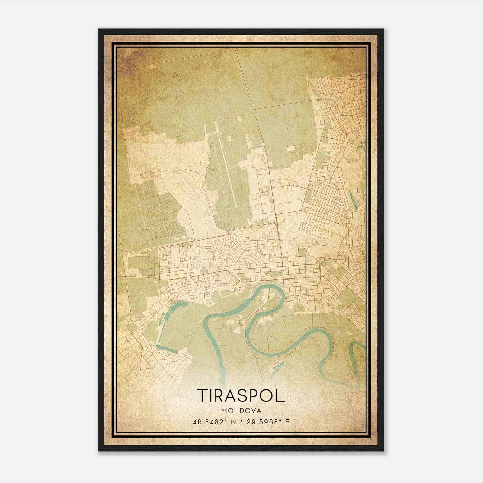 Vintage Tiraspol Moldova Map Poster, Tiraspol City Road Wall Art Print